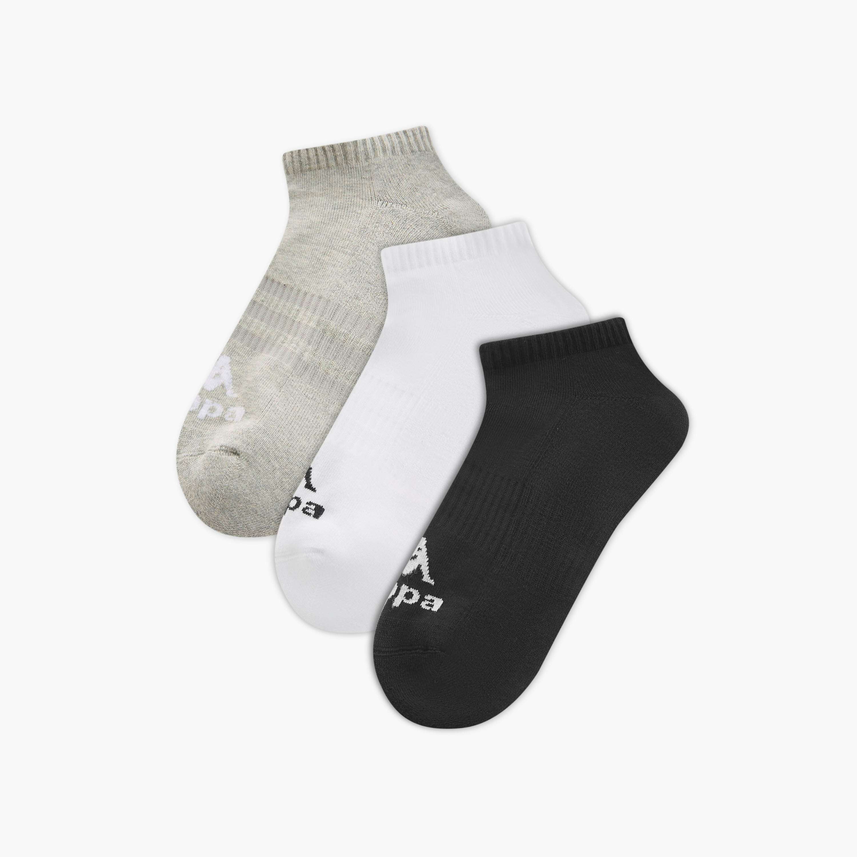 Set of 3 - Kappa Logo Print Half Terry Ankle Length Socks with Antibacterial Protection-men-socks-image-1