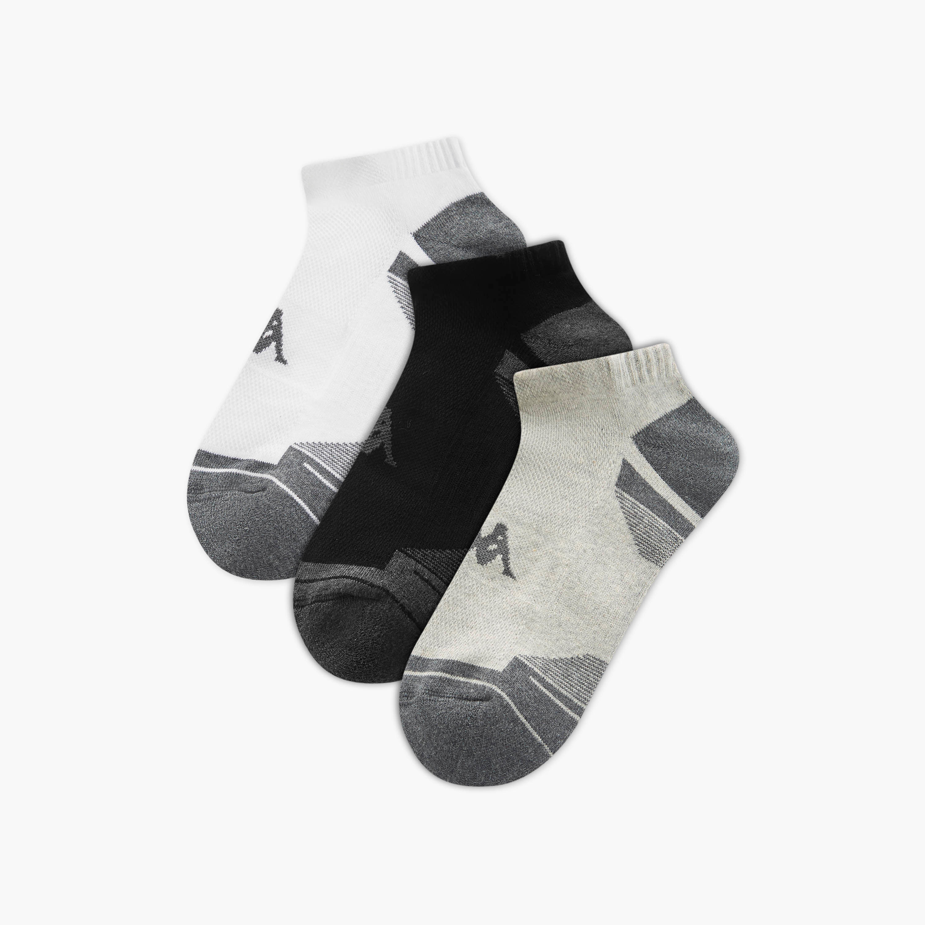 Set of 3 - Kappa Logo Print Half Terry Ankle Length Socks with Antibacterial Protection-men-socks-image-1