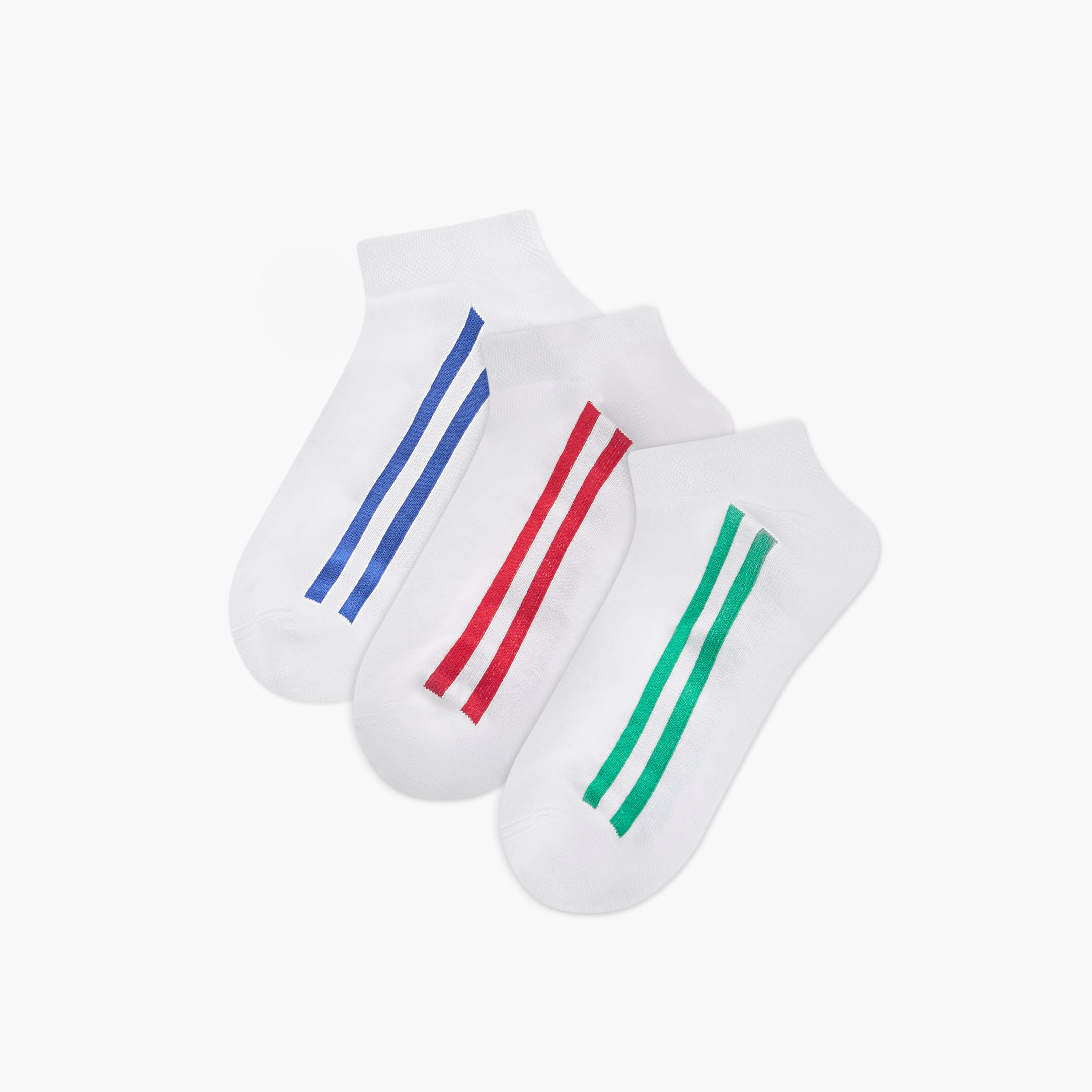 Set of 3 - Stripe Detail Ankle Length Socks with Antibacterial Protection-men-socks-image-1