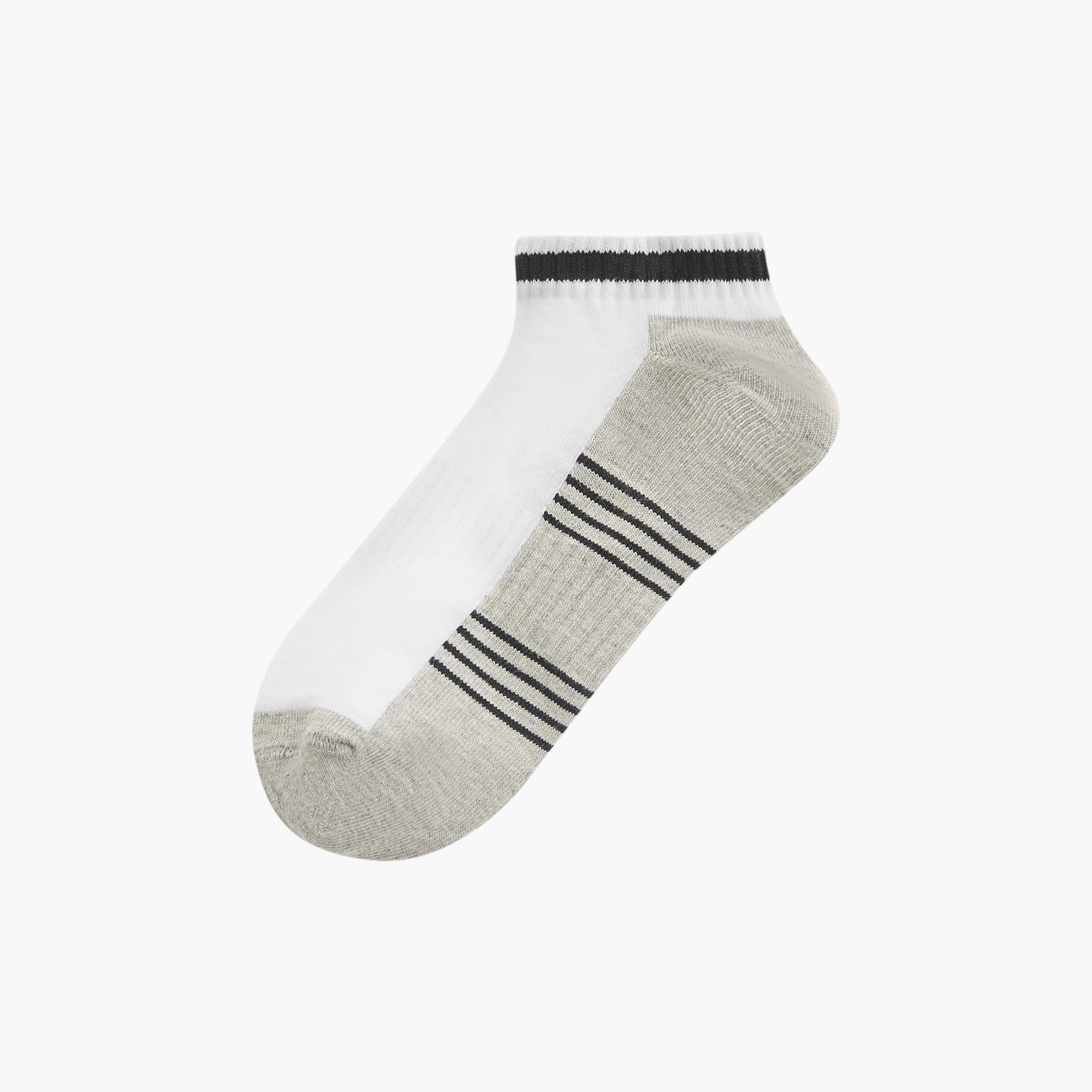 Set of 3 - Stripe Detail Ankle Length Socks with Antibacterial Protection-men-socks-image-2