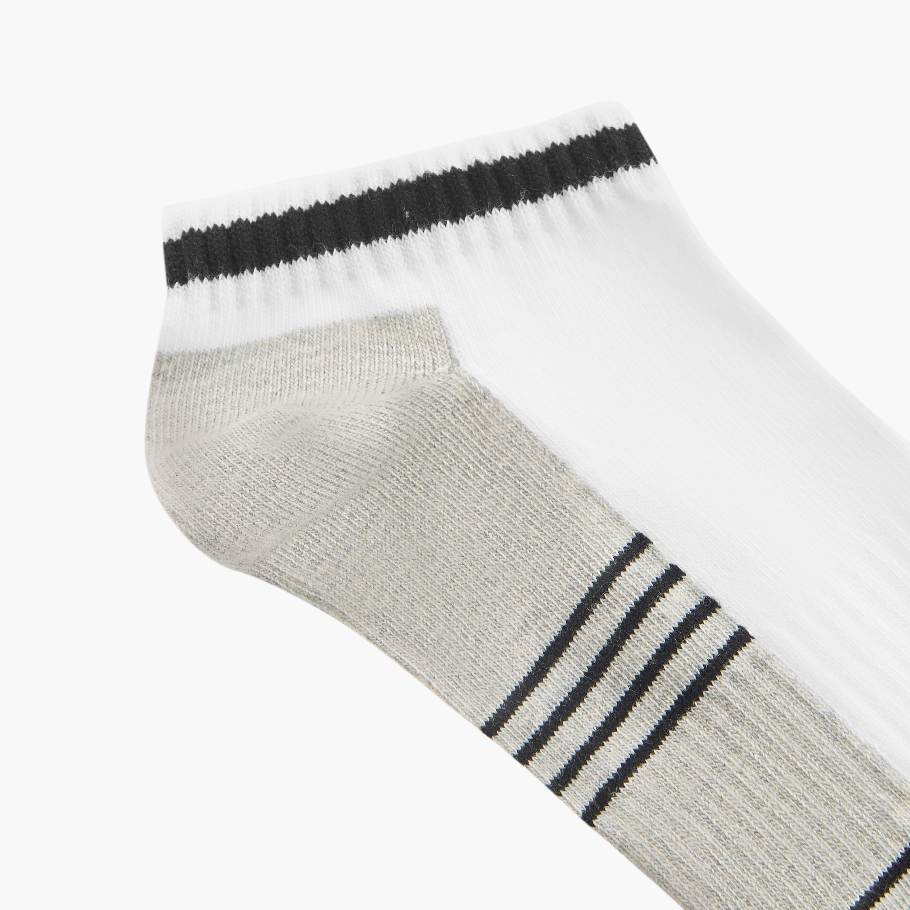 Set of 3 - Stripe Detail Ankle Length Socks with Antibacterial Protection-men-socks-image-5