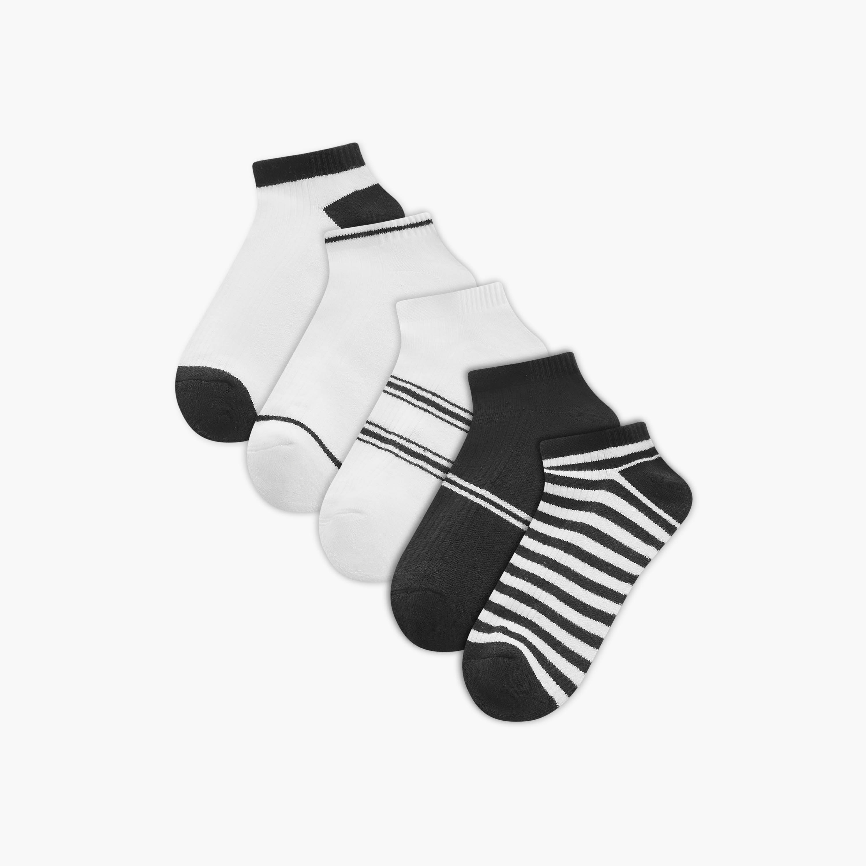 Set of 5 - Textured Ankle Length Socks with Antibacterial Protection-men-socks-image-1
