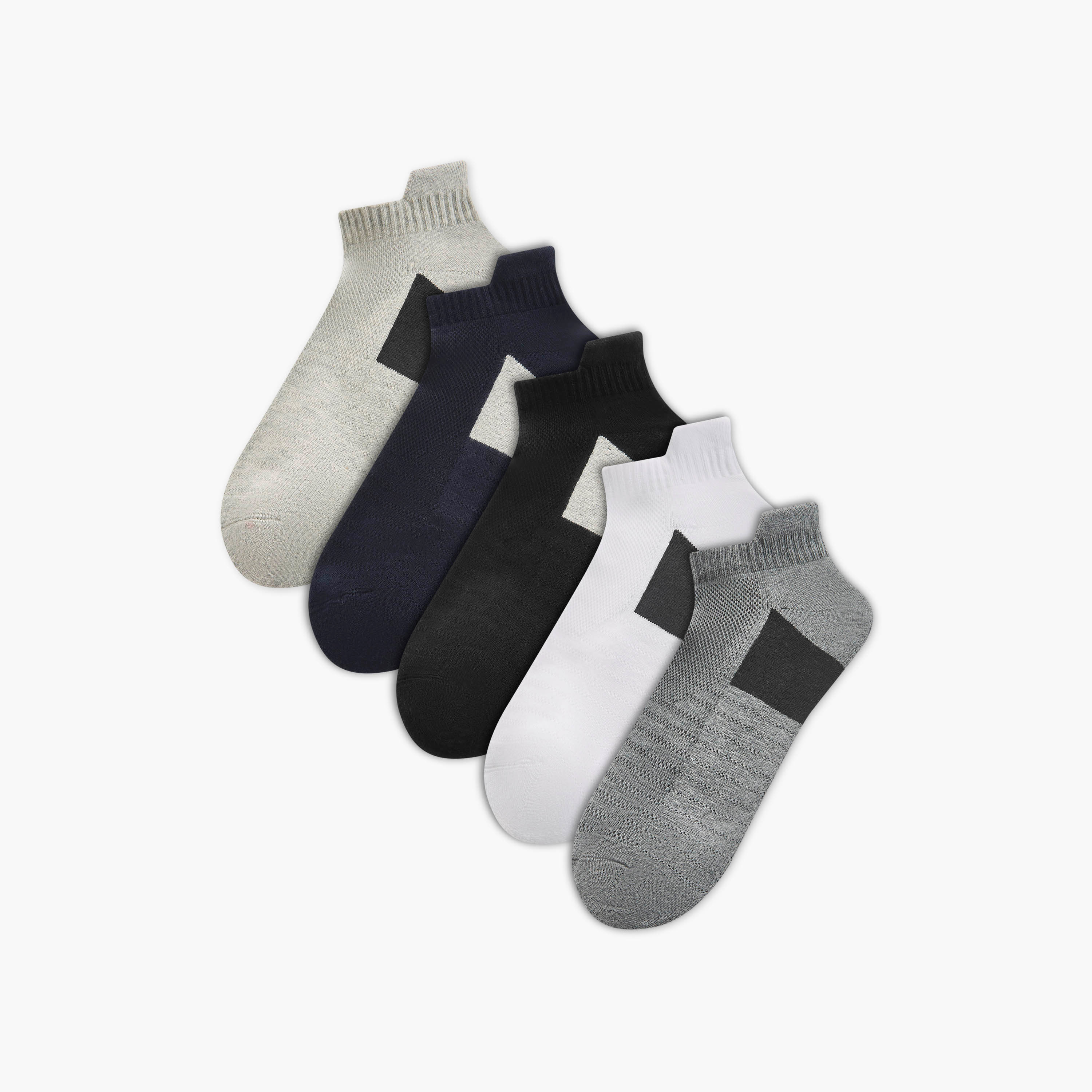 Set of 5 - Textured Ankle Length Socks with Antibacterial Protection-men-socks-image-1