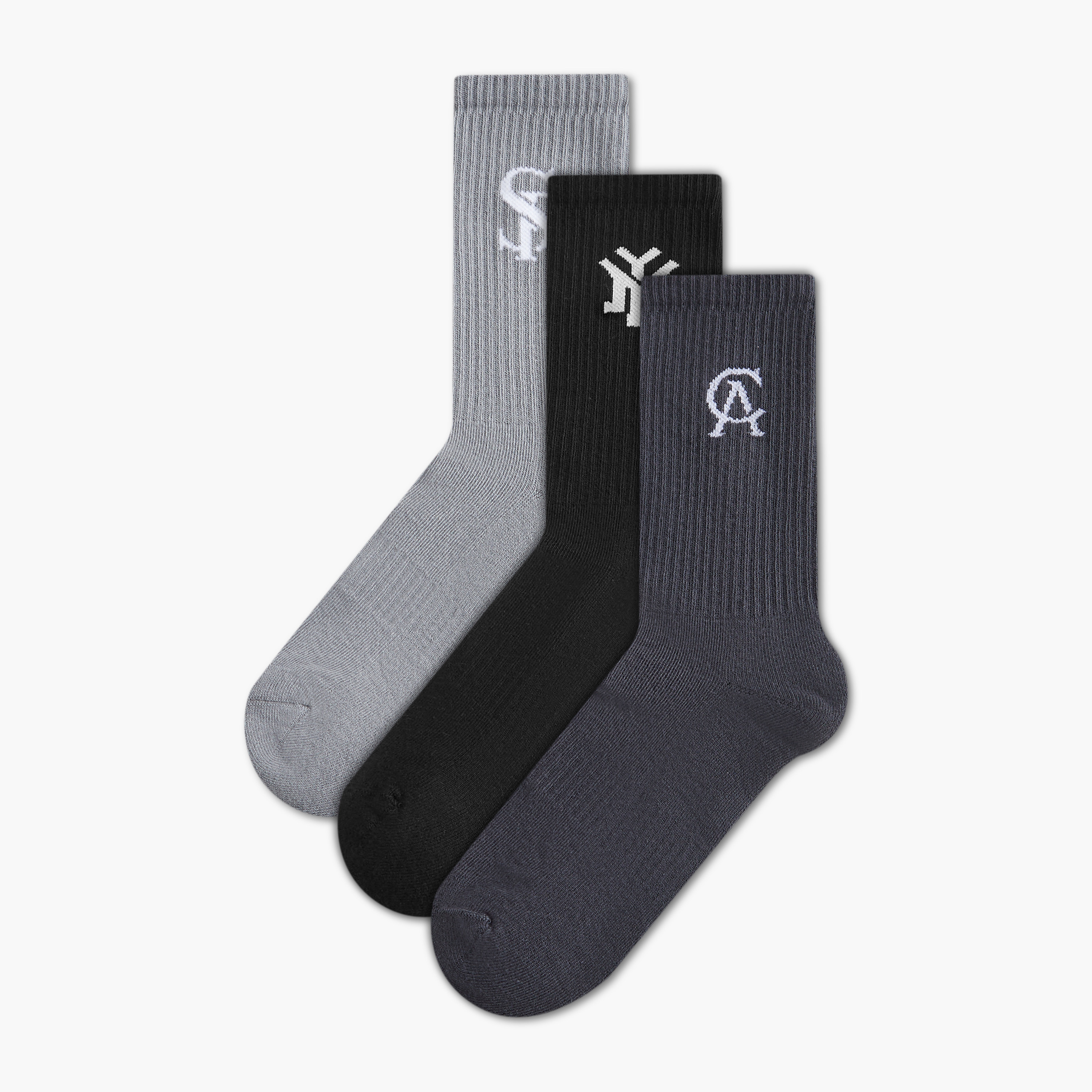 Pack of 3 - Textured Crew Length Socks with Antibacterial Protection-men-socks-image-1