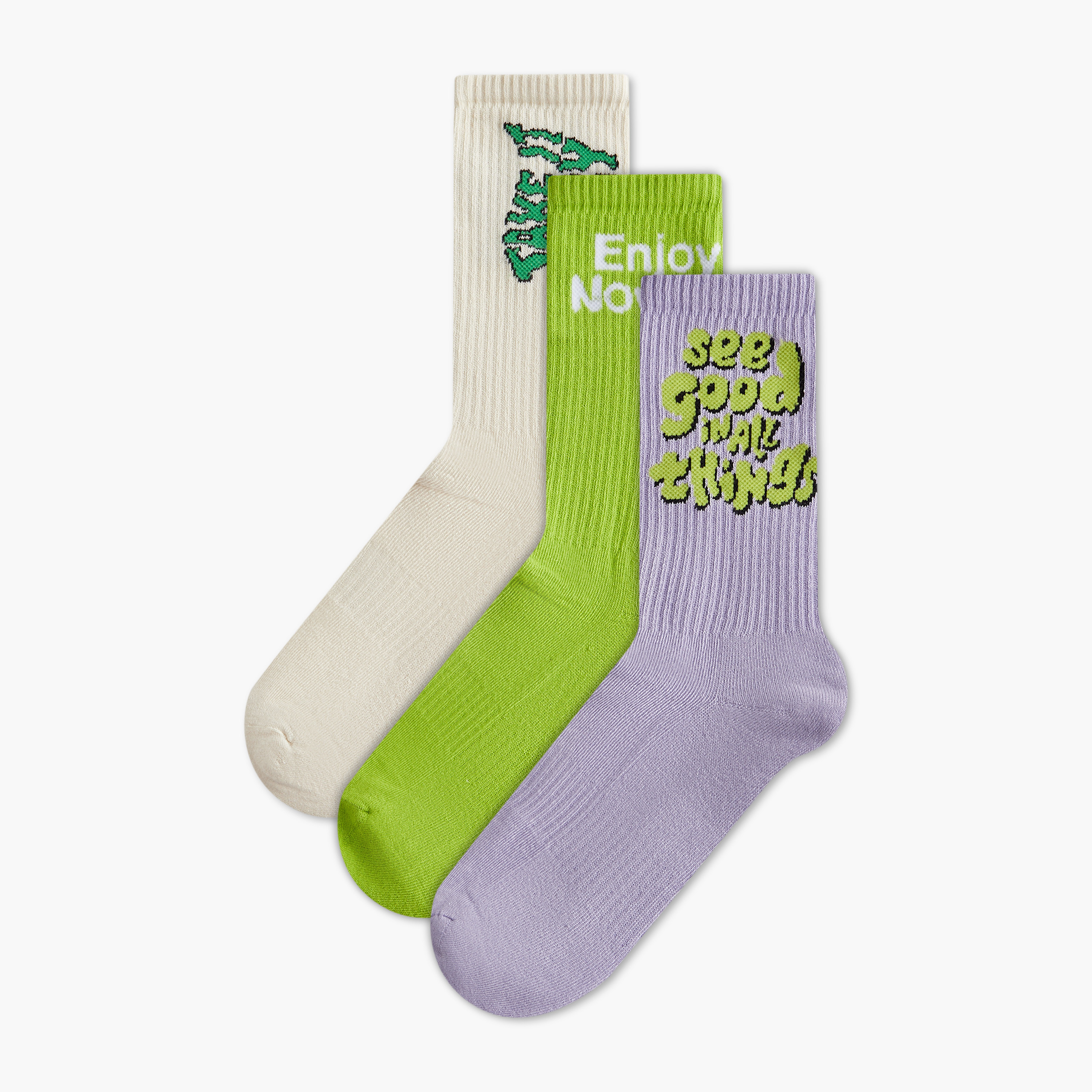 Pack of 3 - Textured Crew Length Socks with Antibacterial Protection-men-socks-image-1