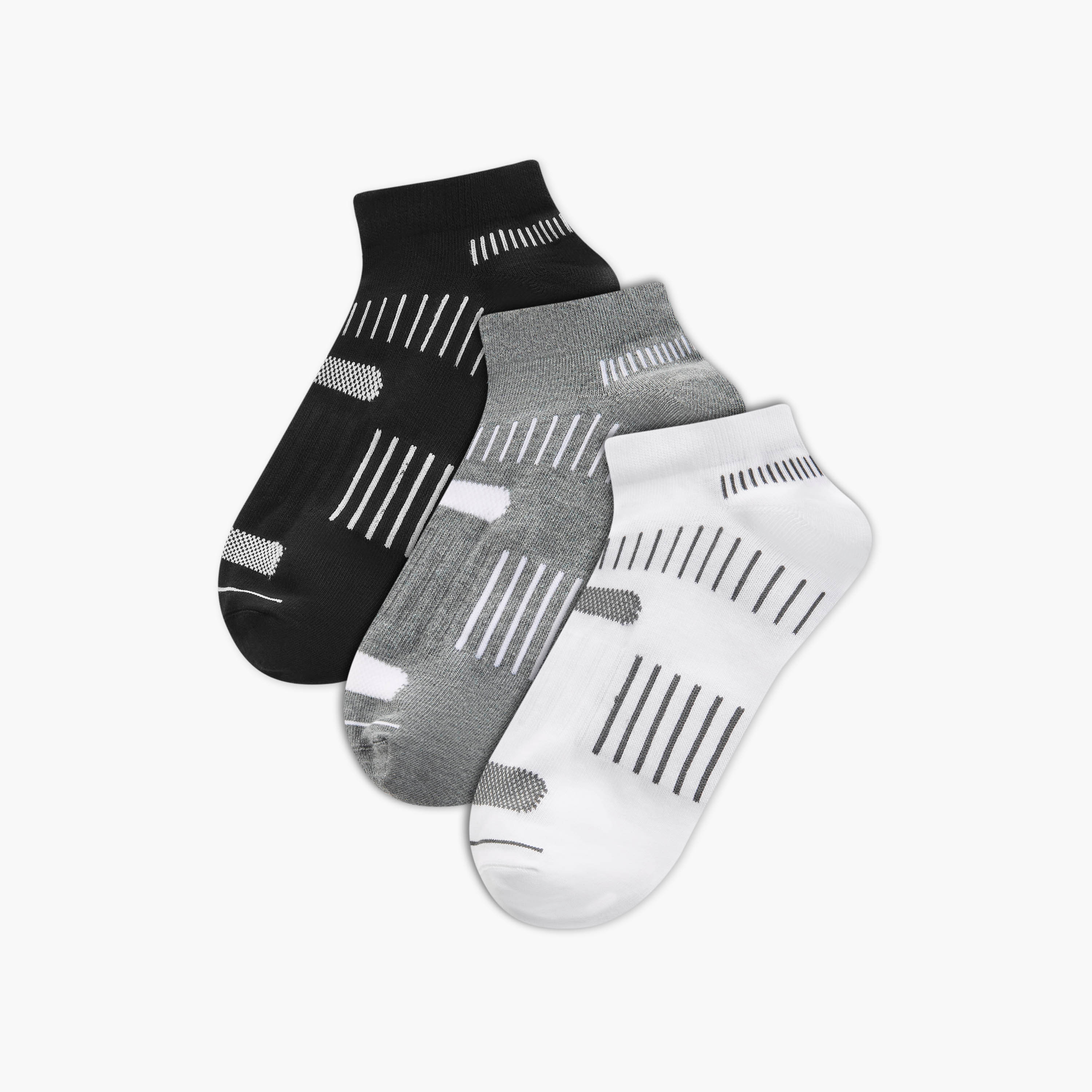 Set of 3 - Stripe Detail Ankle Length Socks with Antibacterial Protection-men-socks-image-1