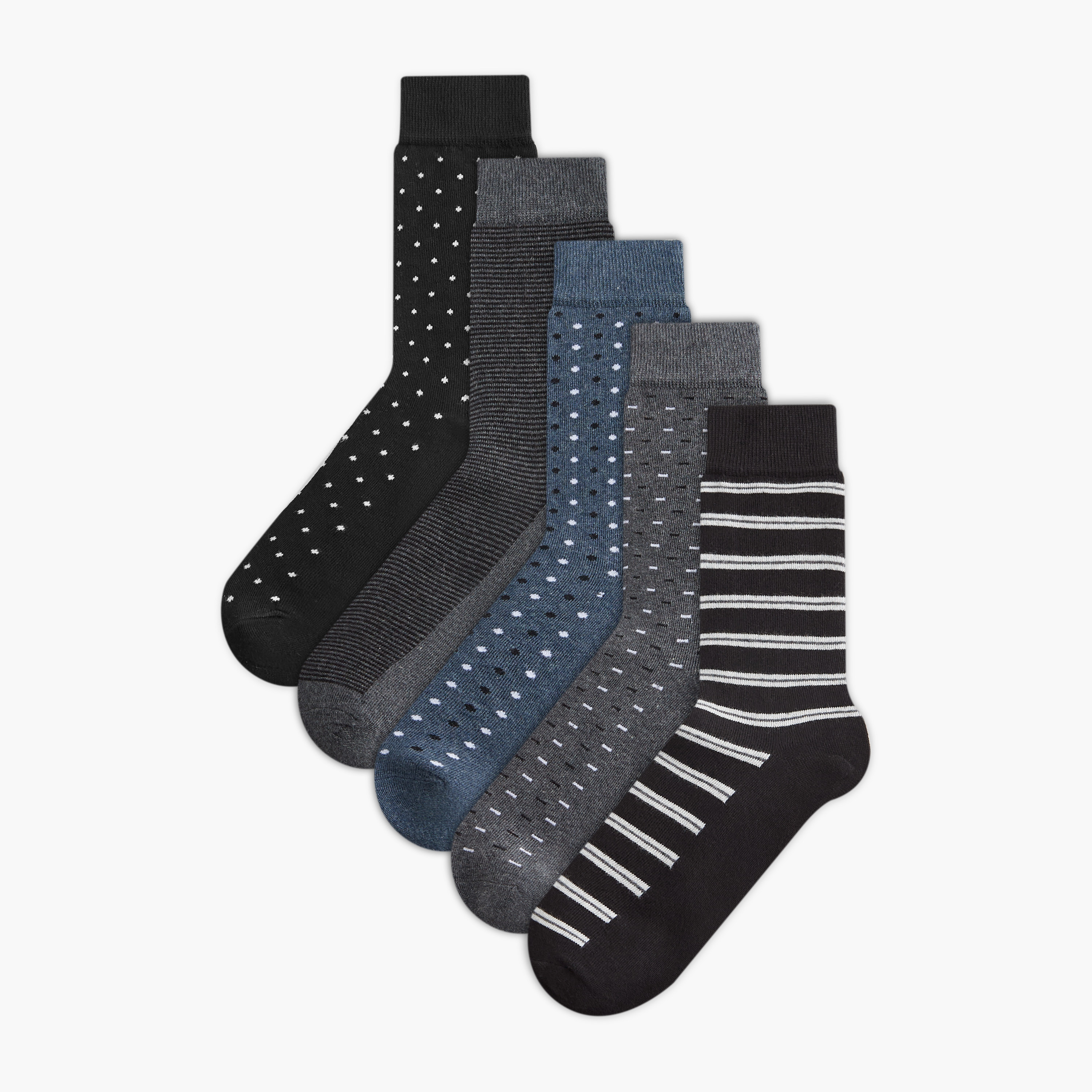 Set of 5 - Textured Crew Length Socks-men-socks-image-1