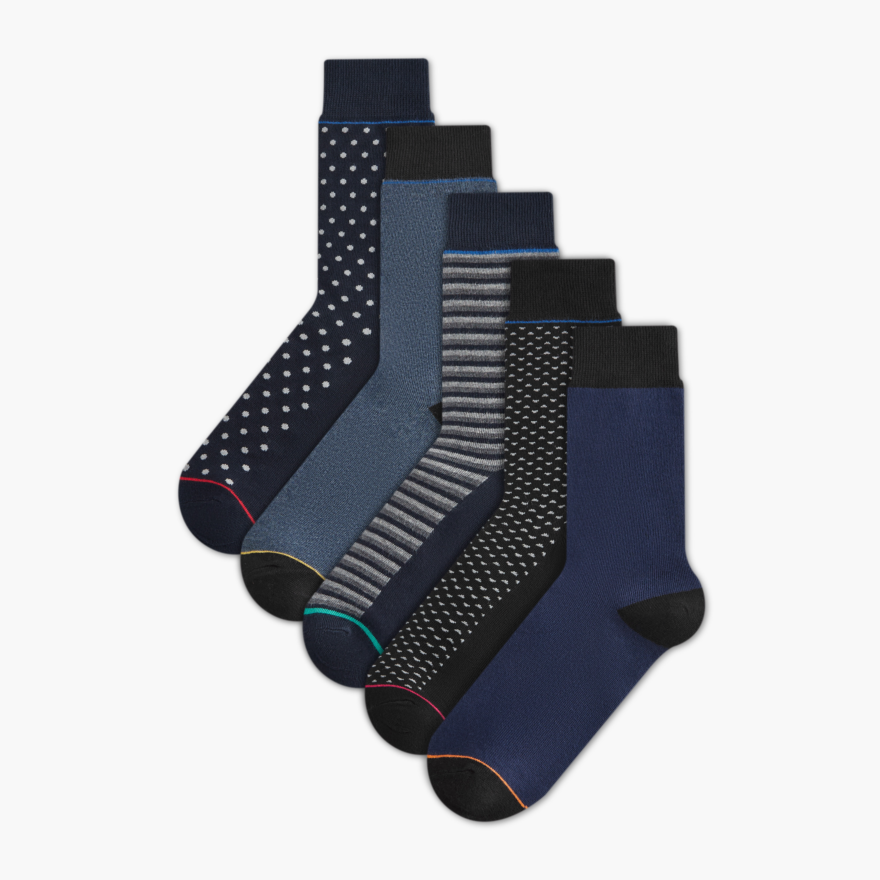 Set of 5 - Textured Crew Length Socks-men-socks-image-1
