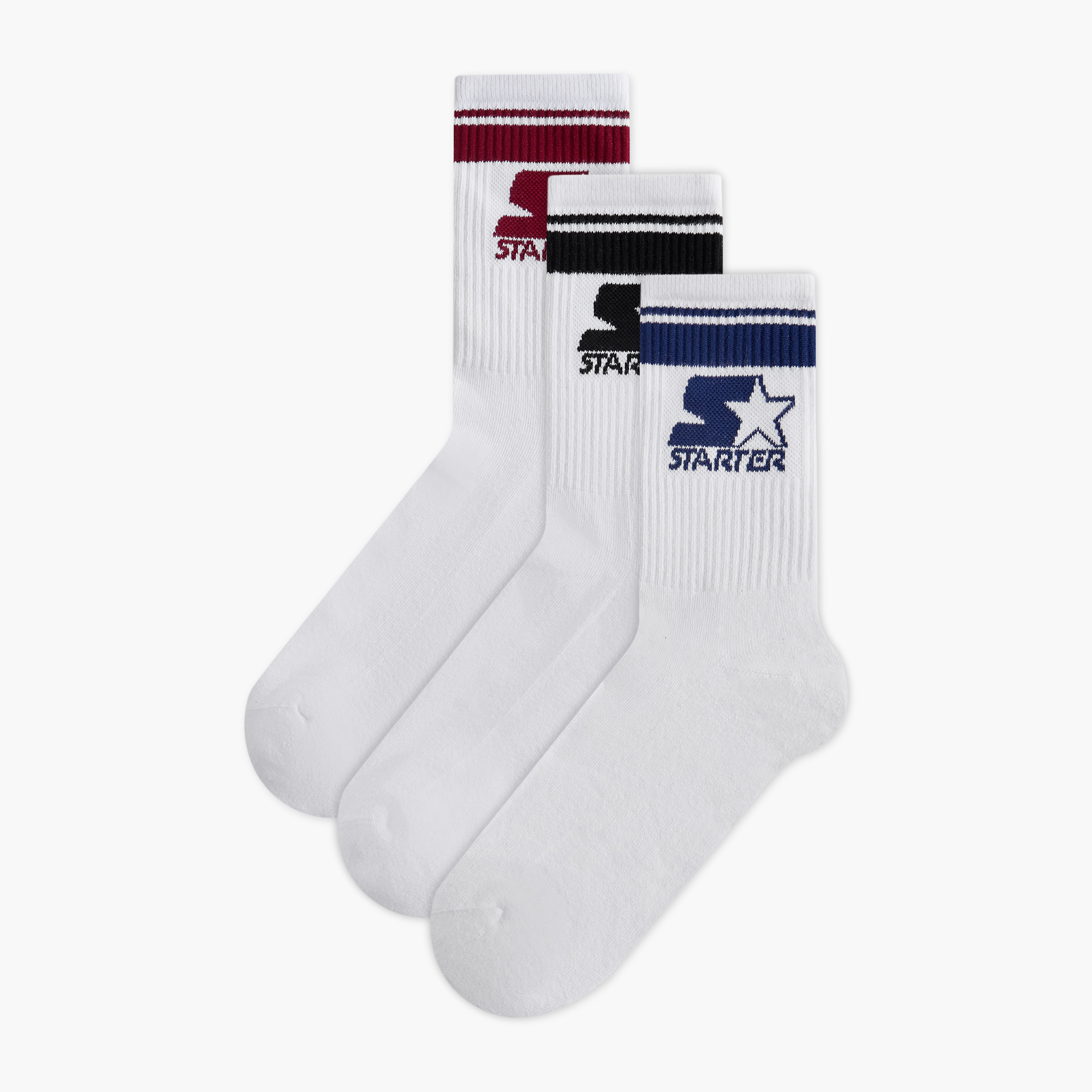 Set of 3 - Starter Ribbed Crew Length Socks with Antibacterial Protection-men-socks-image-1