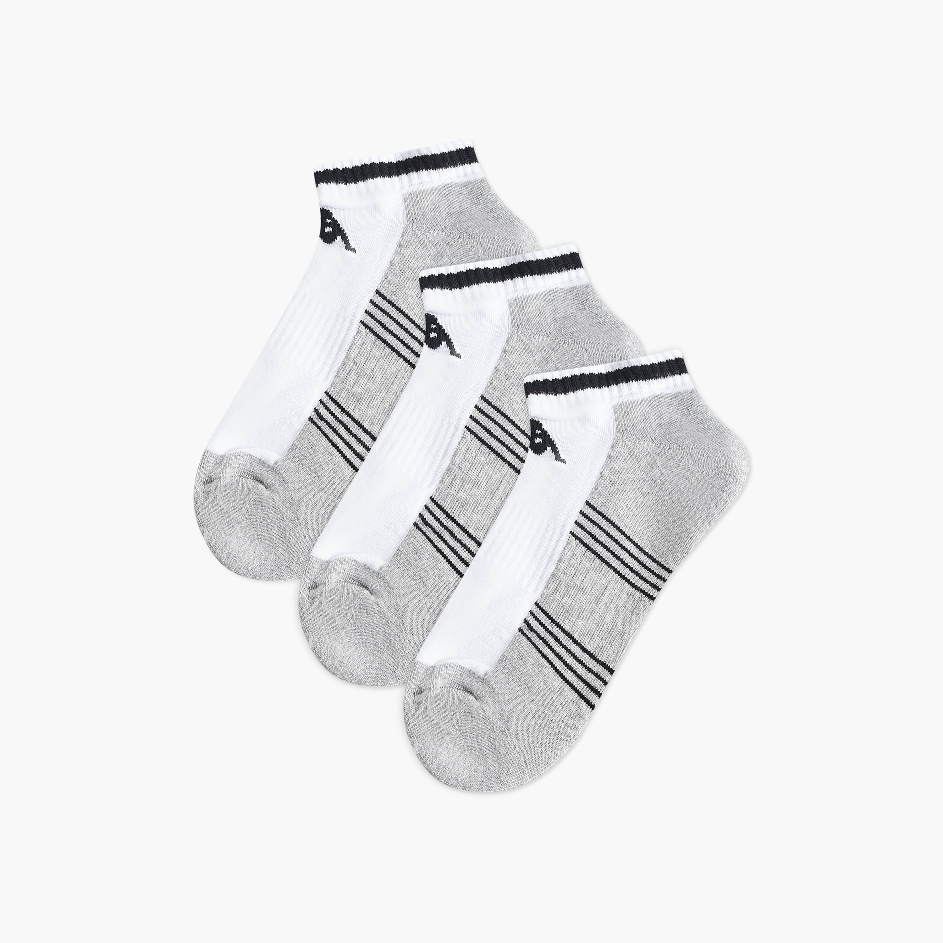 Set of 3 - Kappa Striped Ankle Length Half Terry Socks-men-socks-image-1