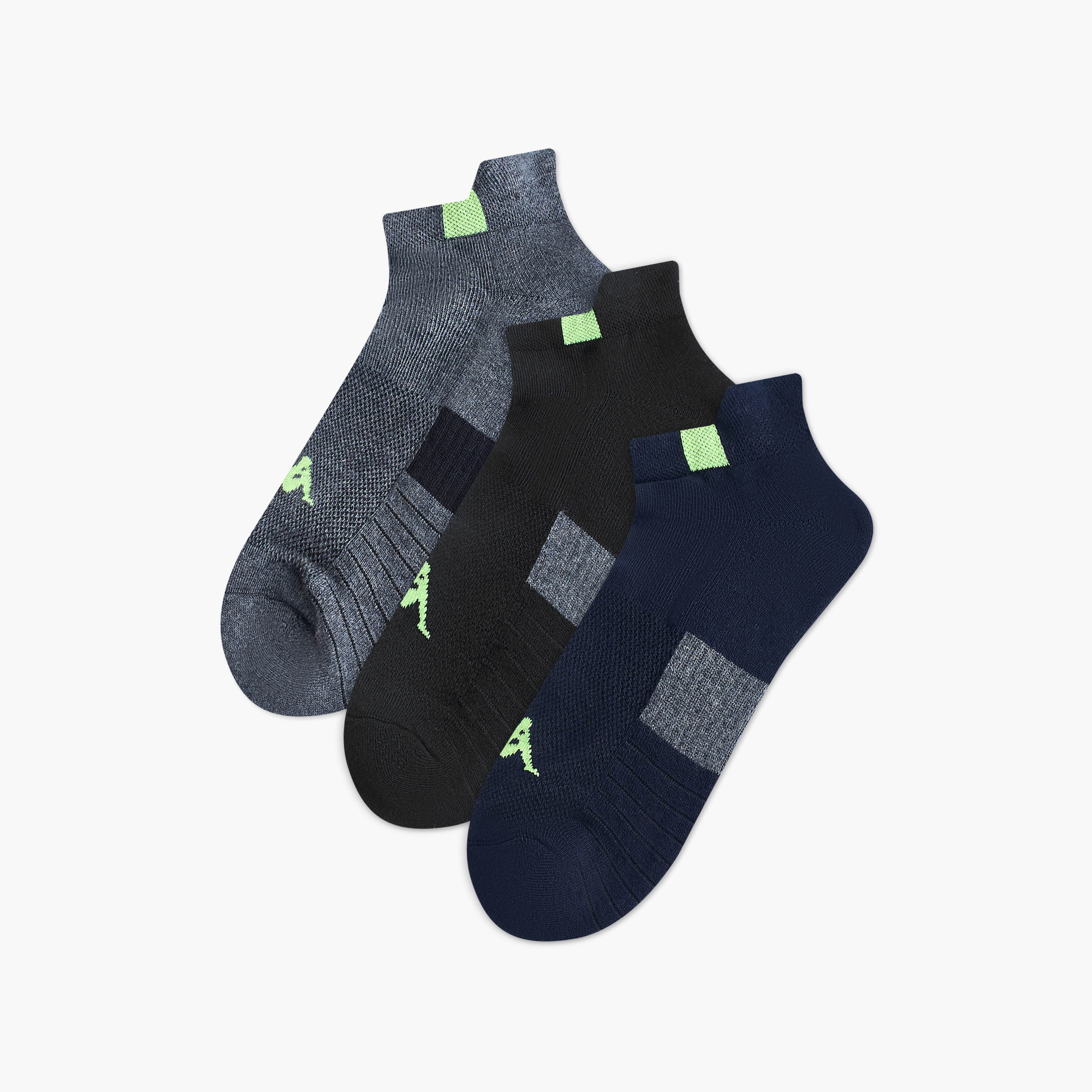 Set of 3 - Kappa Striped Ankle Length Half Terry Socks-men-socks-image-1