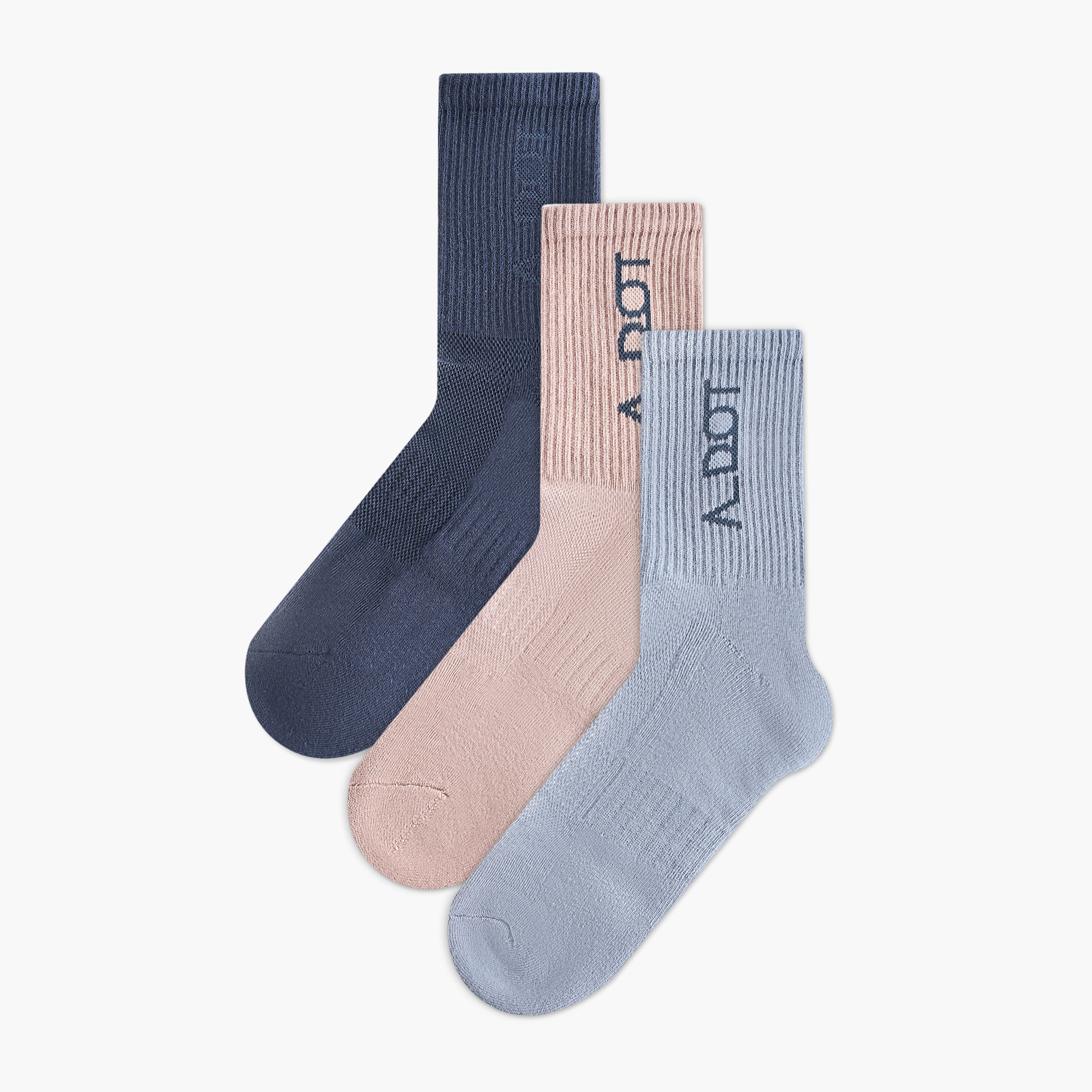 طقم جوارب 3 أزواج بارزة الملمس بطول ربلة الساق-men-socks-image-1