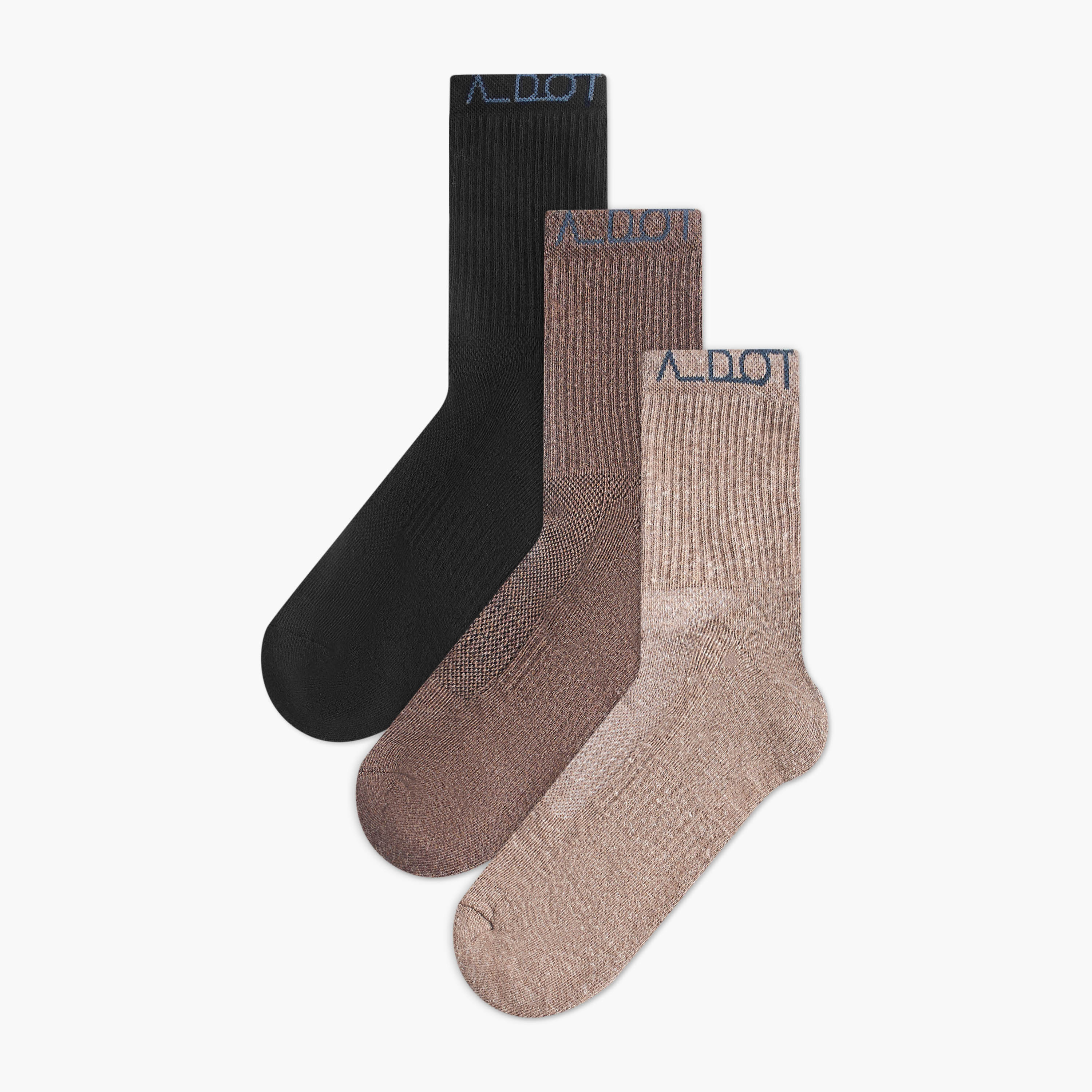 طقم جوارب 3 أزواج بارزة الملمس بطول ربلة الساق-men-socks-image-1
