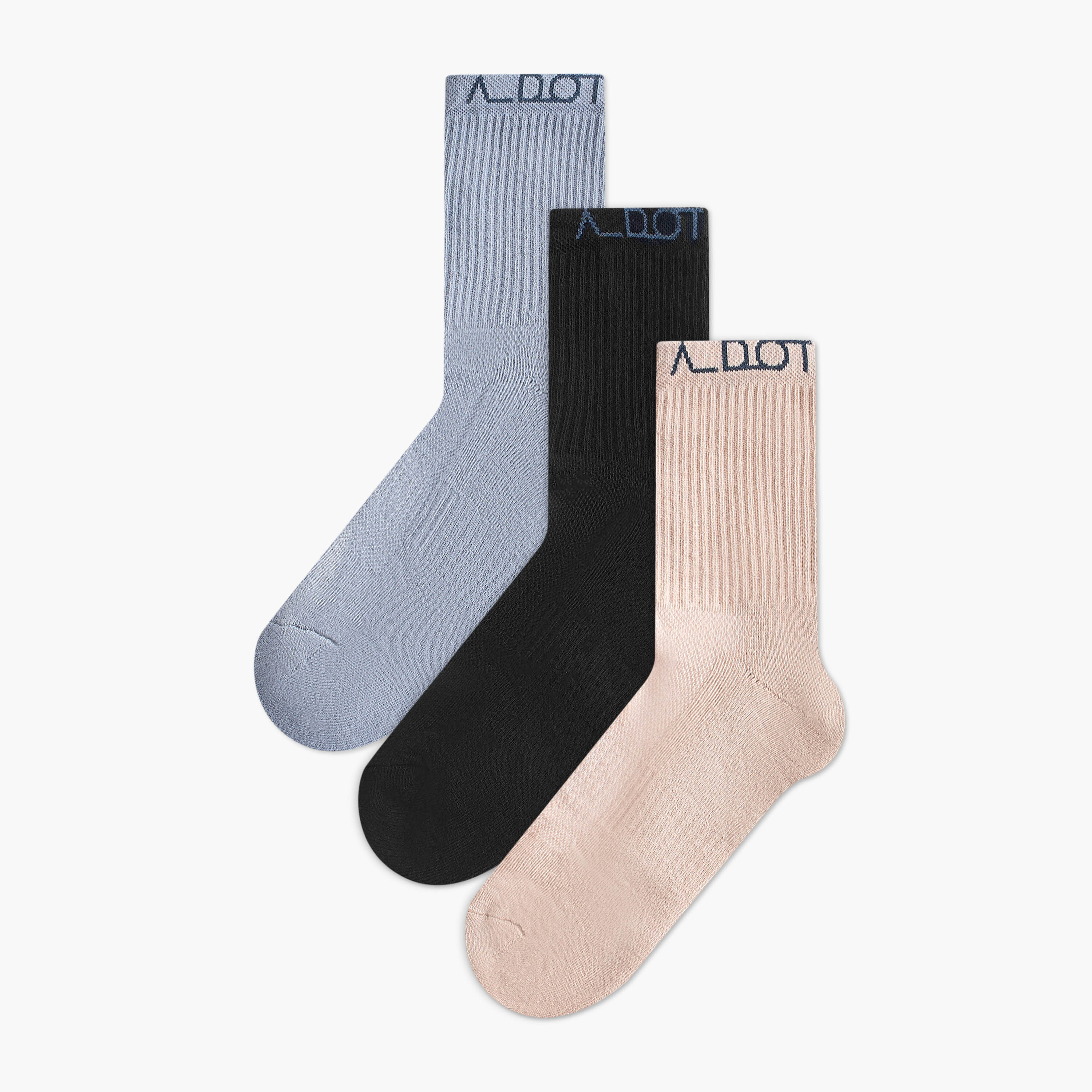 طقم جوارب 3 أزواج بارزة الملمس بطول ربلة الساق-men-socks-image-1