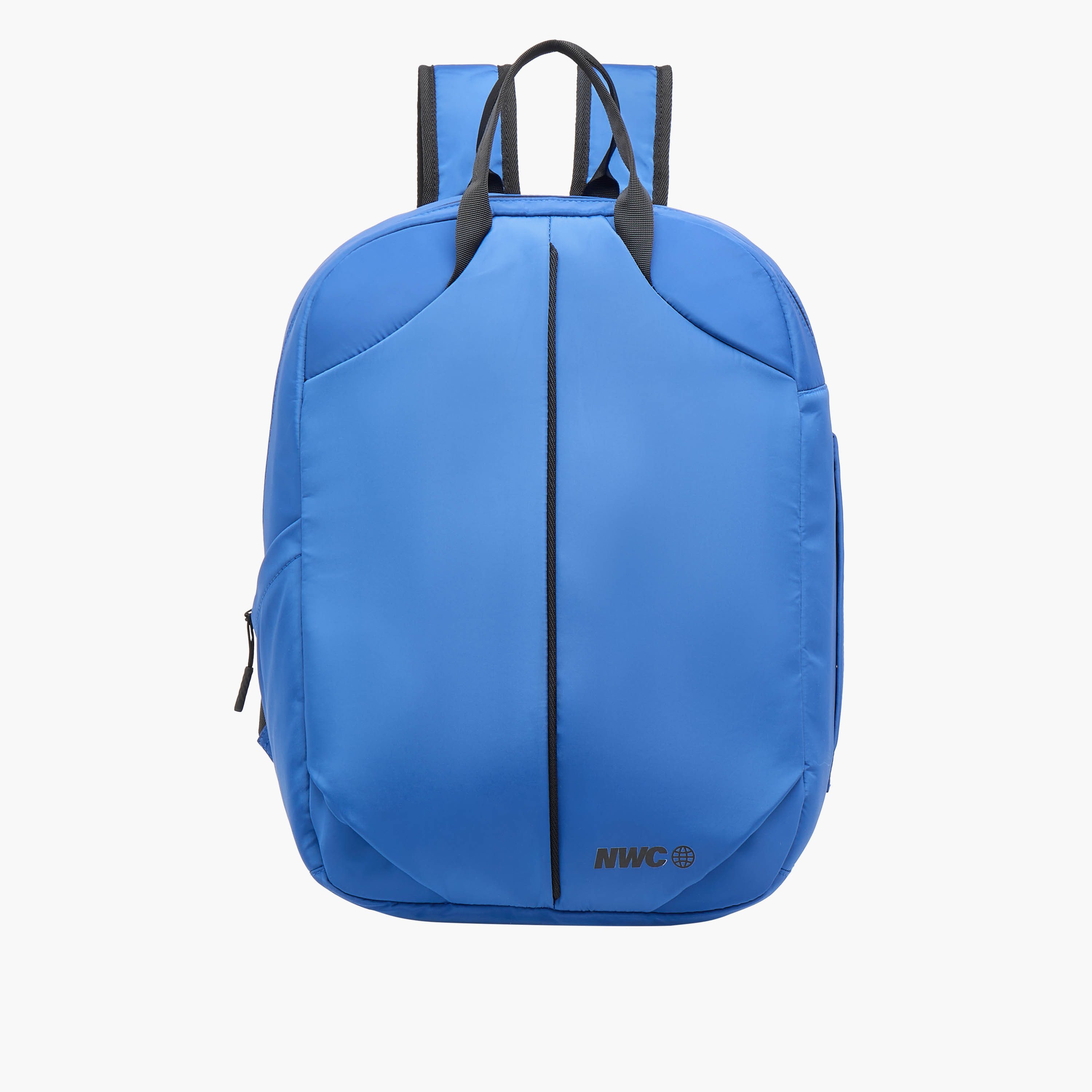 Panelled Detail Backpack with Adjustable Shoulder Straps and Zip Closure-men-bags-image-1
