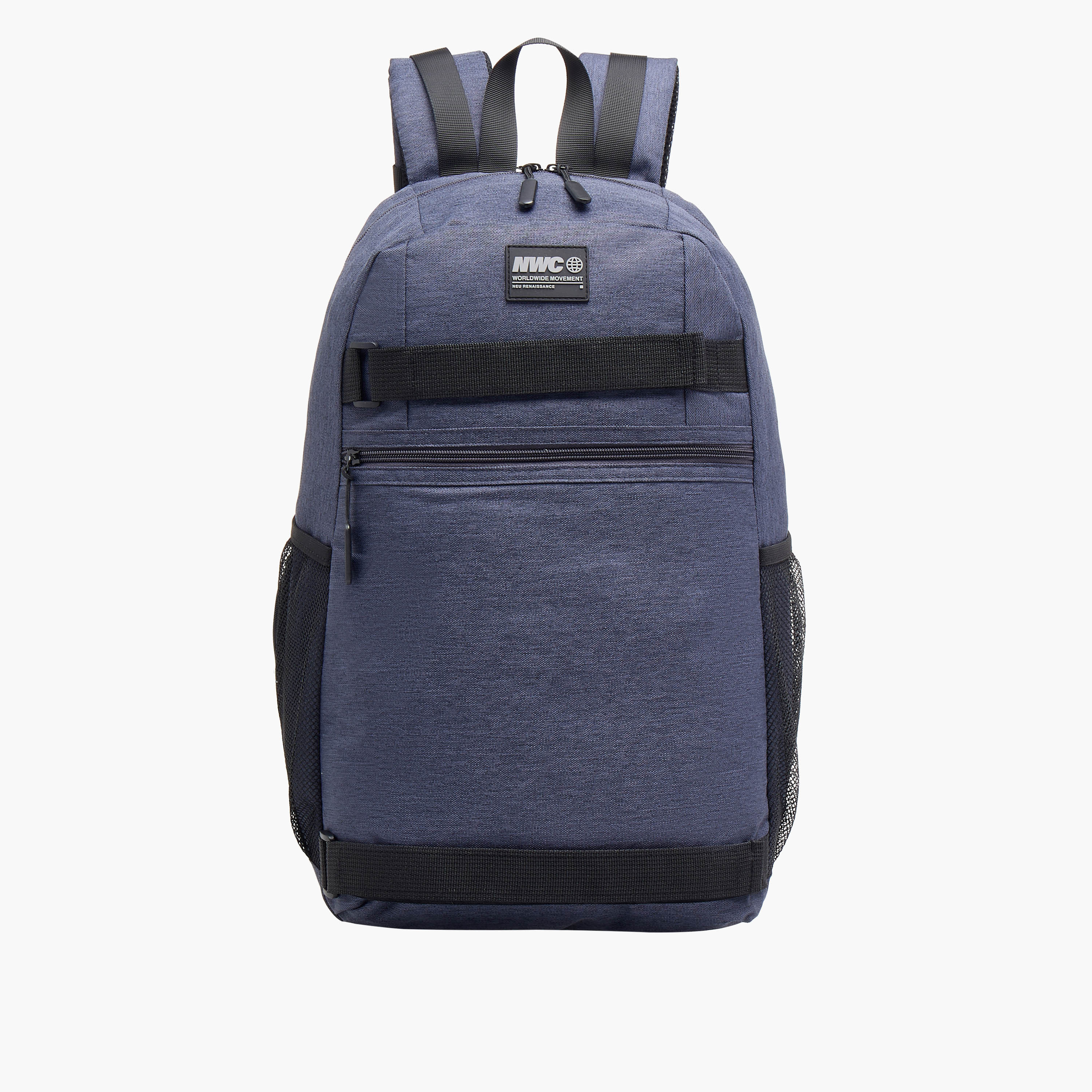 Panelled Backpack with Mesh Pockets and Adjustable Shoulder Straps-men-bags-image-1