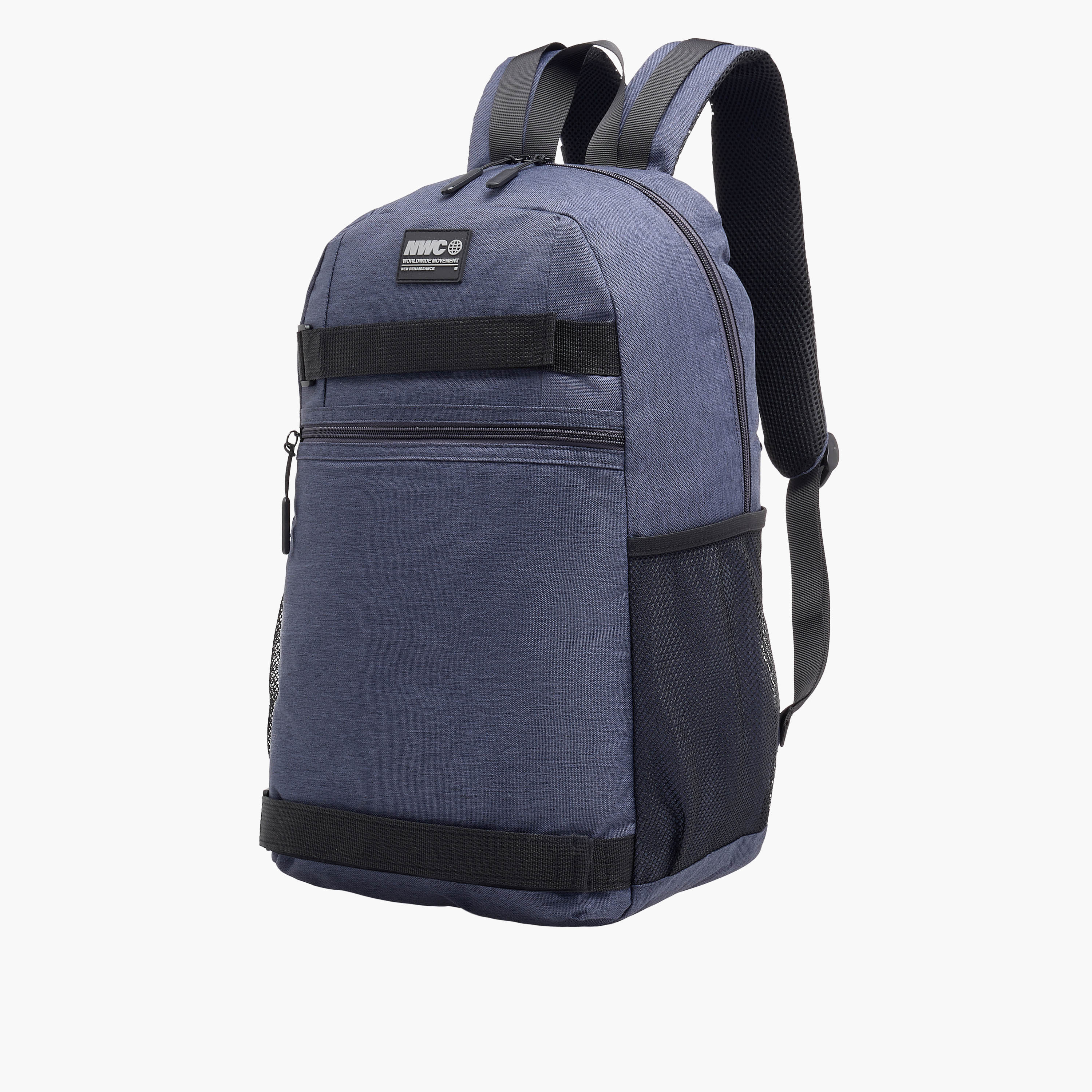 Panelled Backpack with Mesh Pockets and Adjustable Shoulder Straps-men-bags-image-3
