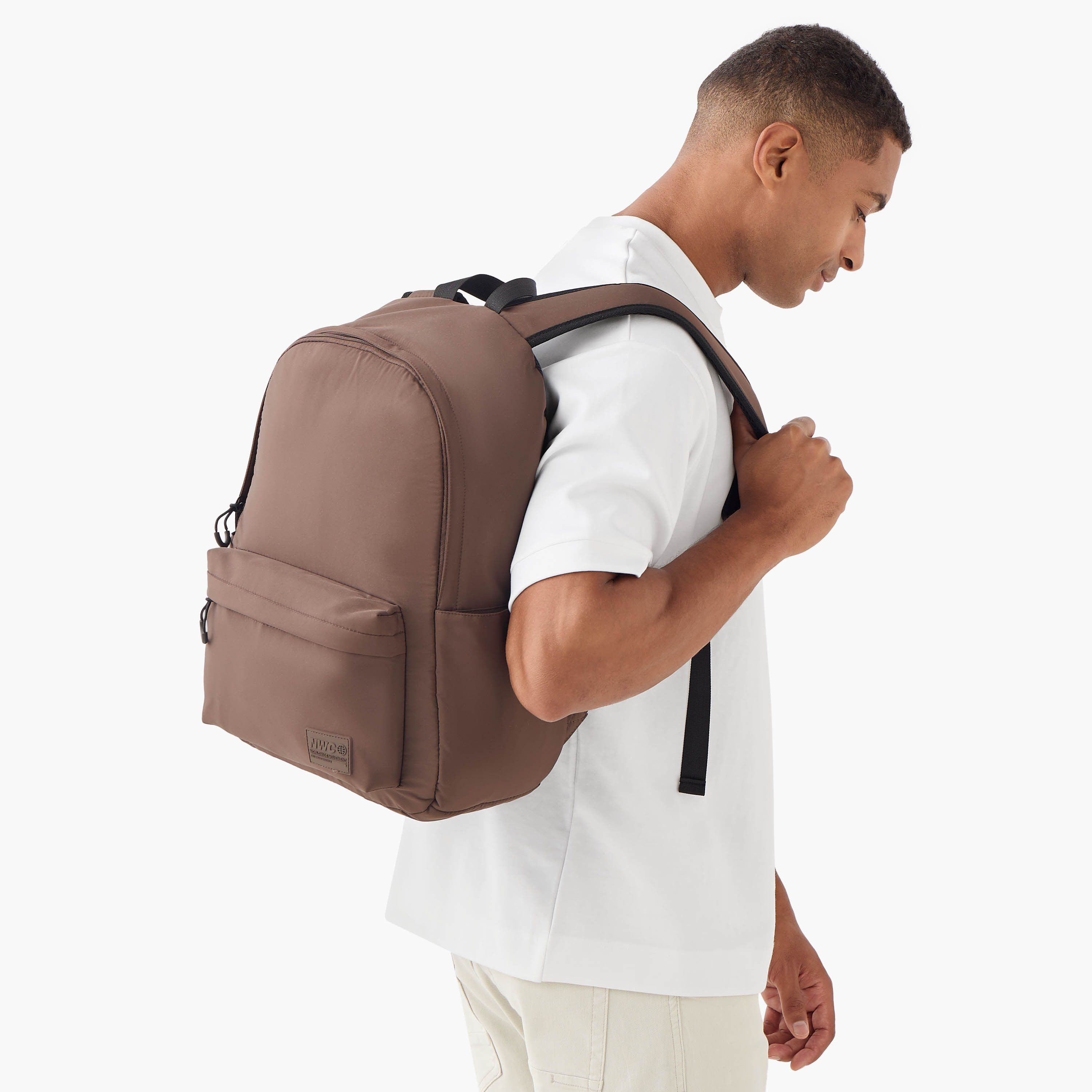 Applique Detail Backpack with Adjustable Shoulder Straps and Front Pocket-men-bags-image-2