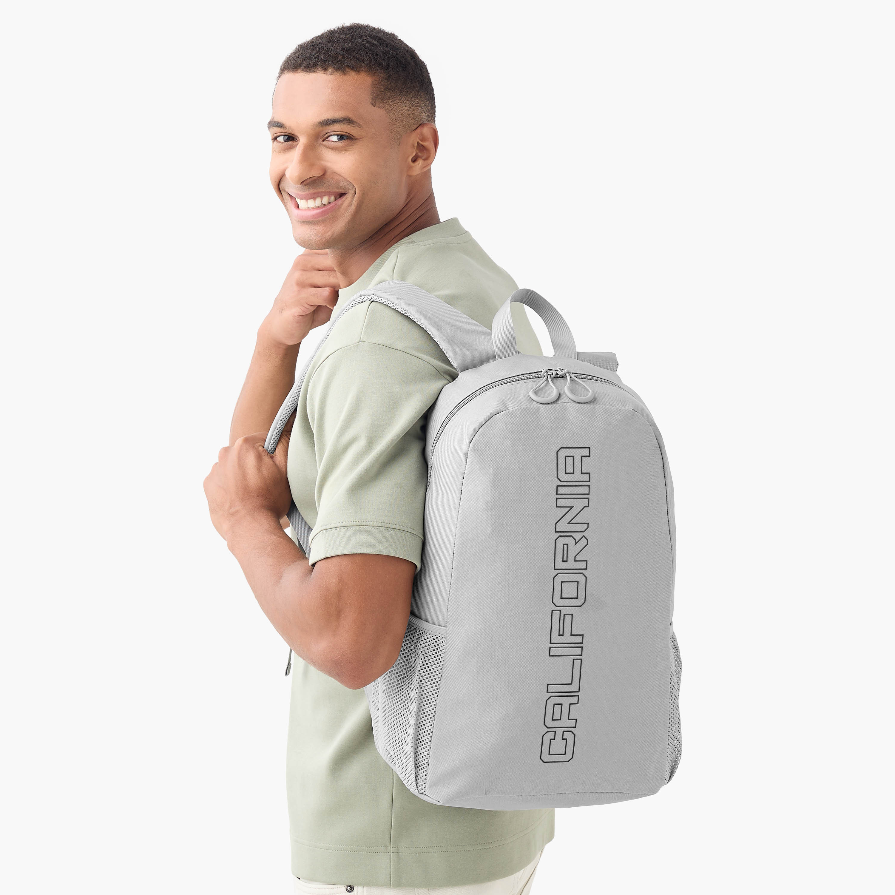 California Print Backpack with Adjustable Shoulder Straps and Zip Closure-men-bags-image-2