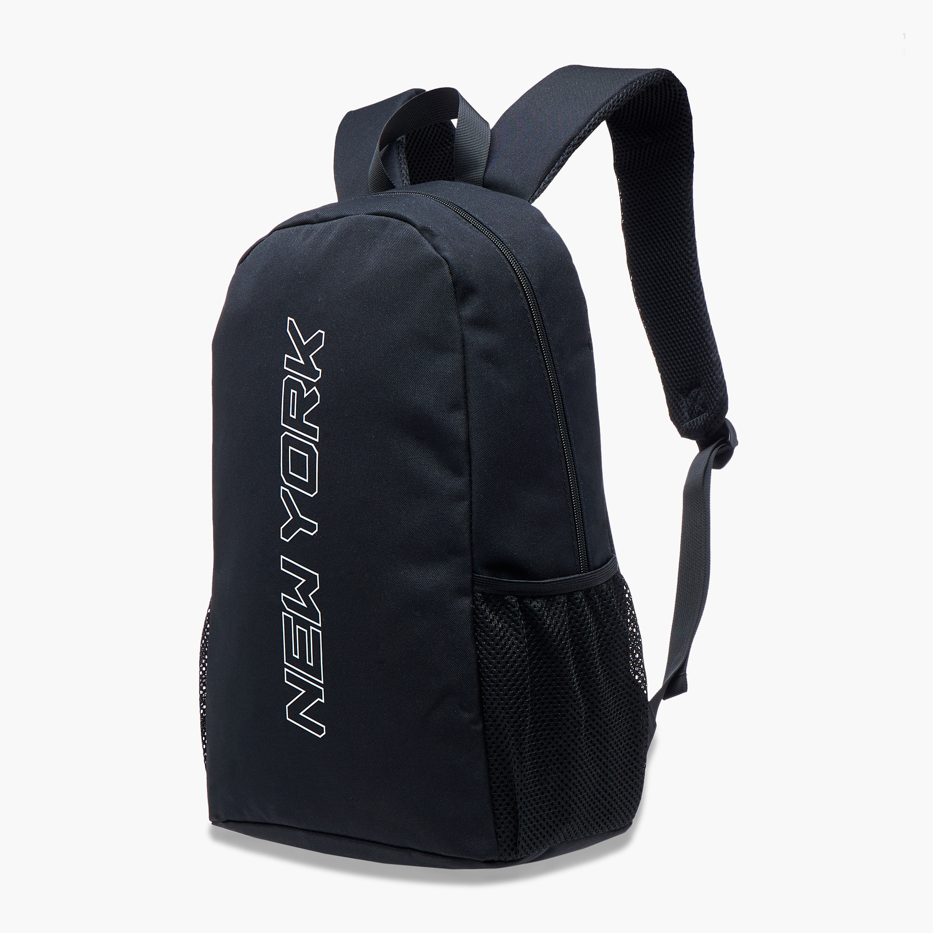 New York Print Backpack with Adjustable Shoulder Straps and Zip Closure-men-bags-image-3