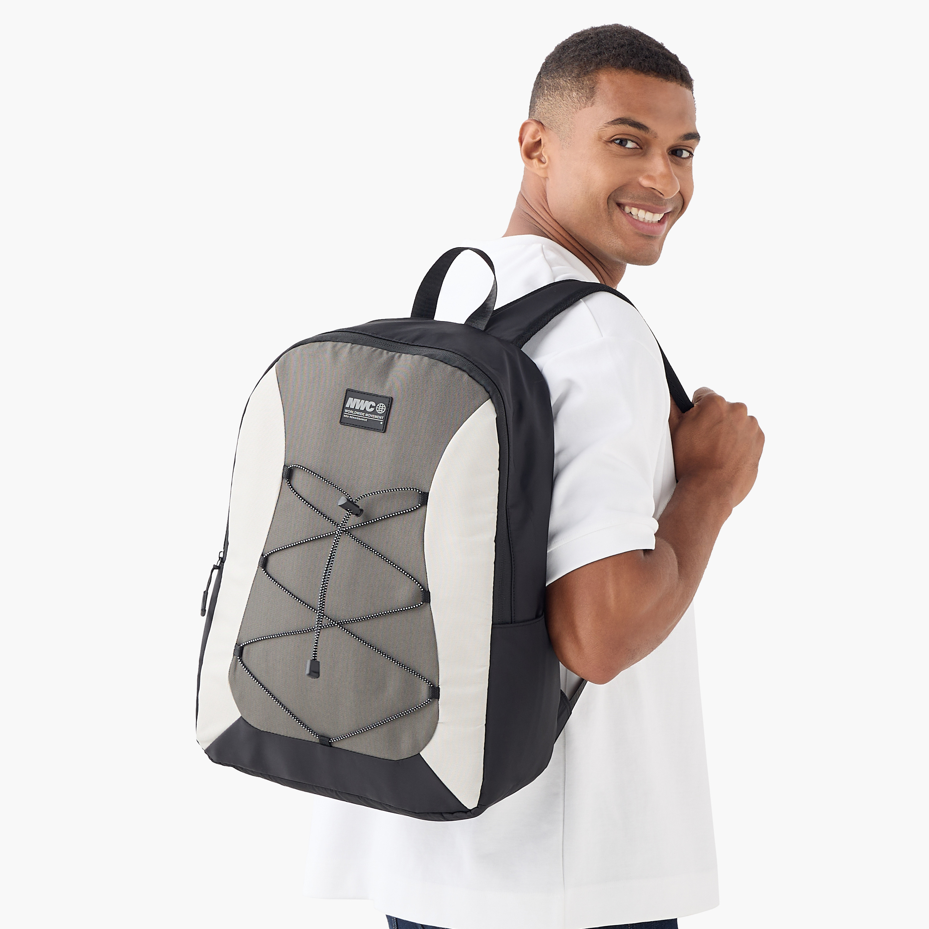 Lace Detail Backpack with Adjustable Shoulder Straps - 31x16x44 cm-men-bags-image-1