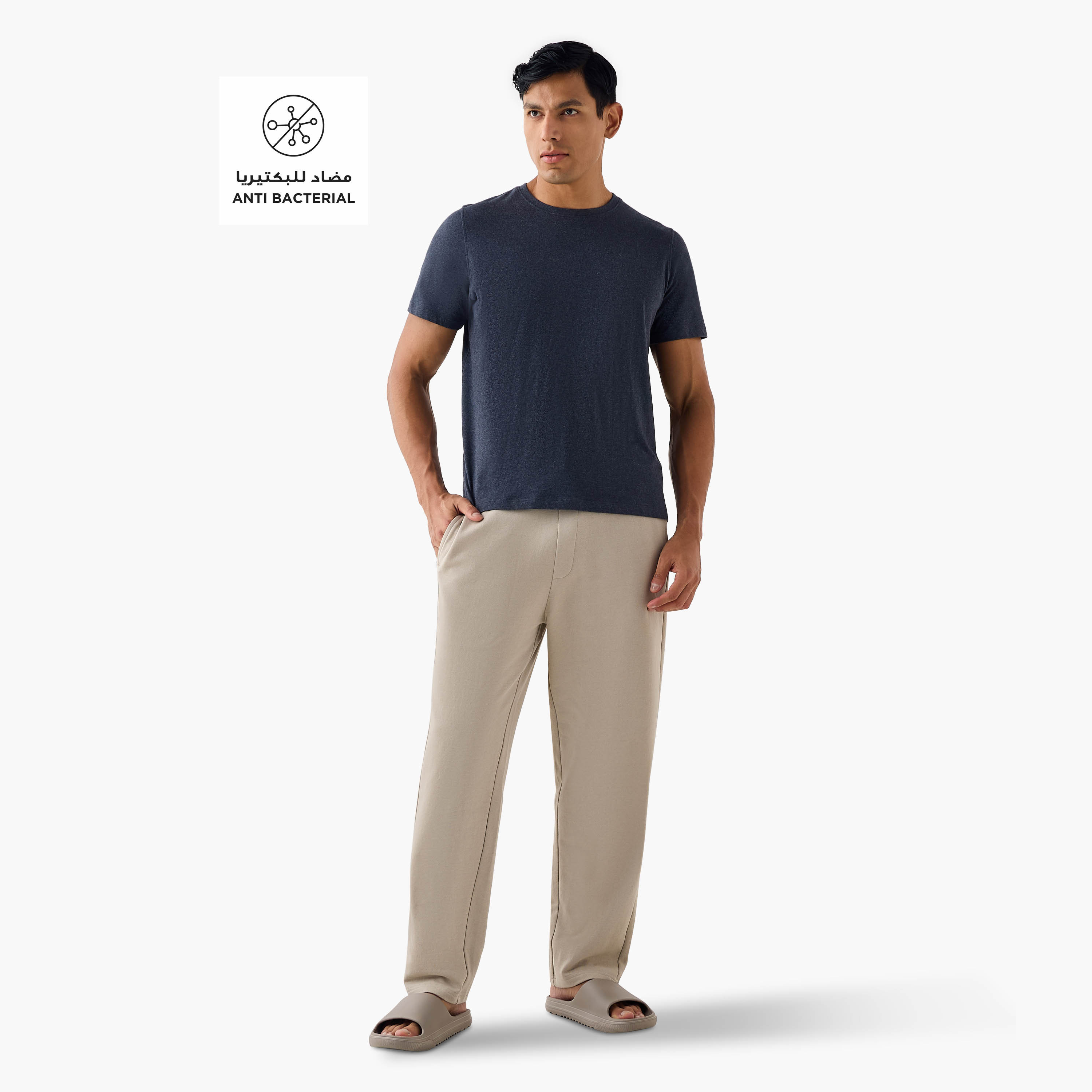 Textured Lounge Track Pants with Drawstring Waistband and Pockets-men-clothing-nightwear-pyjamaandshorts-image-2