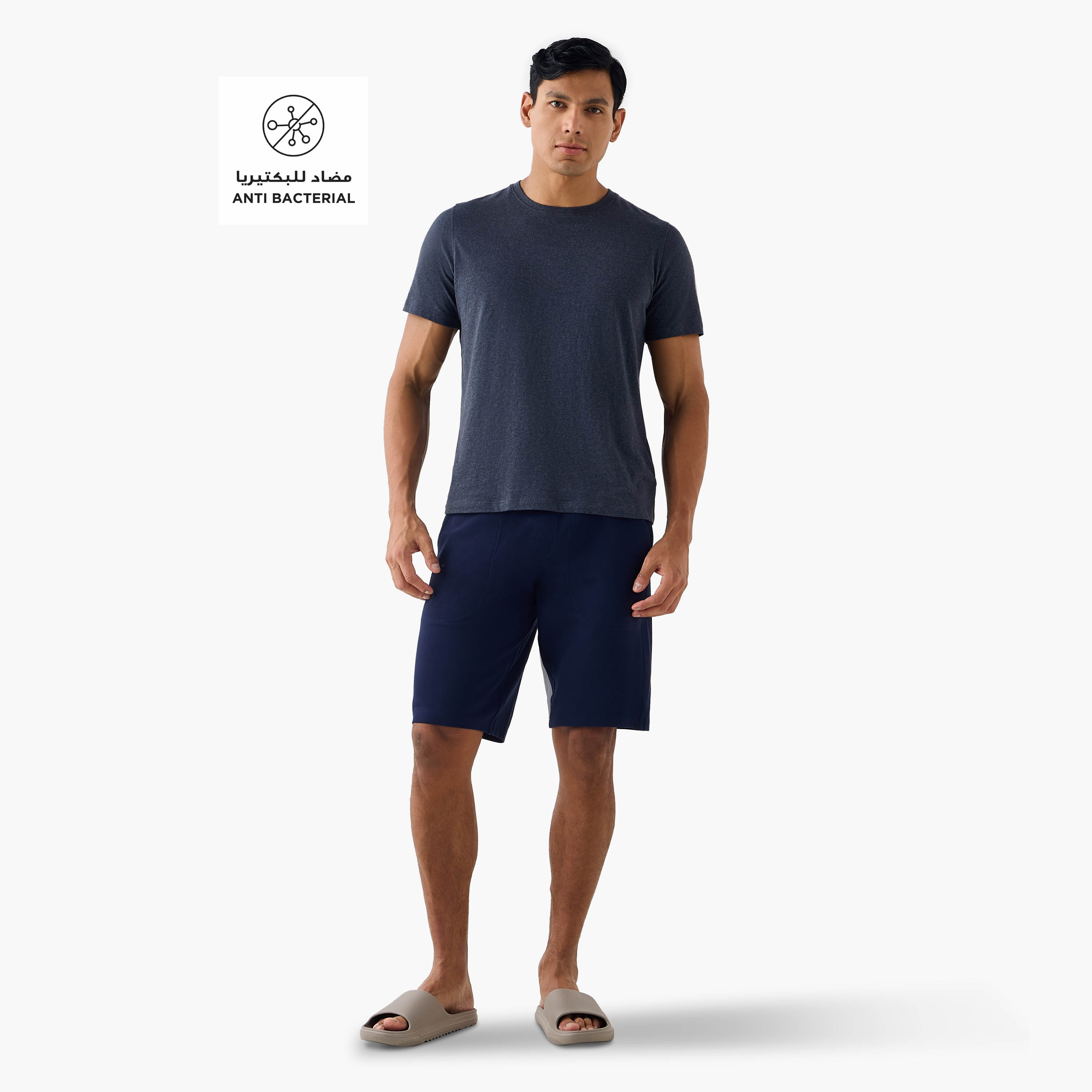 Panelled Lounge Shorts with Drawstring Closure and Pockets-men-clothing-bottoms-shorts-image-2