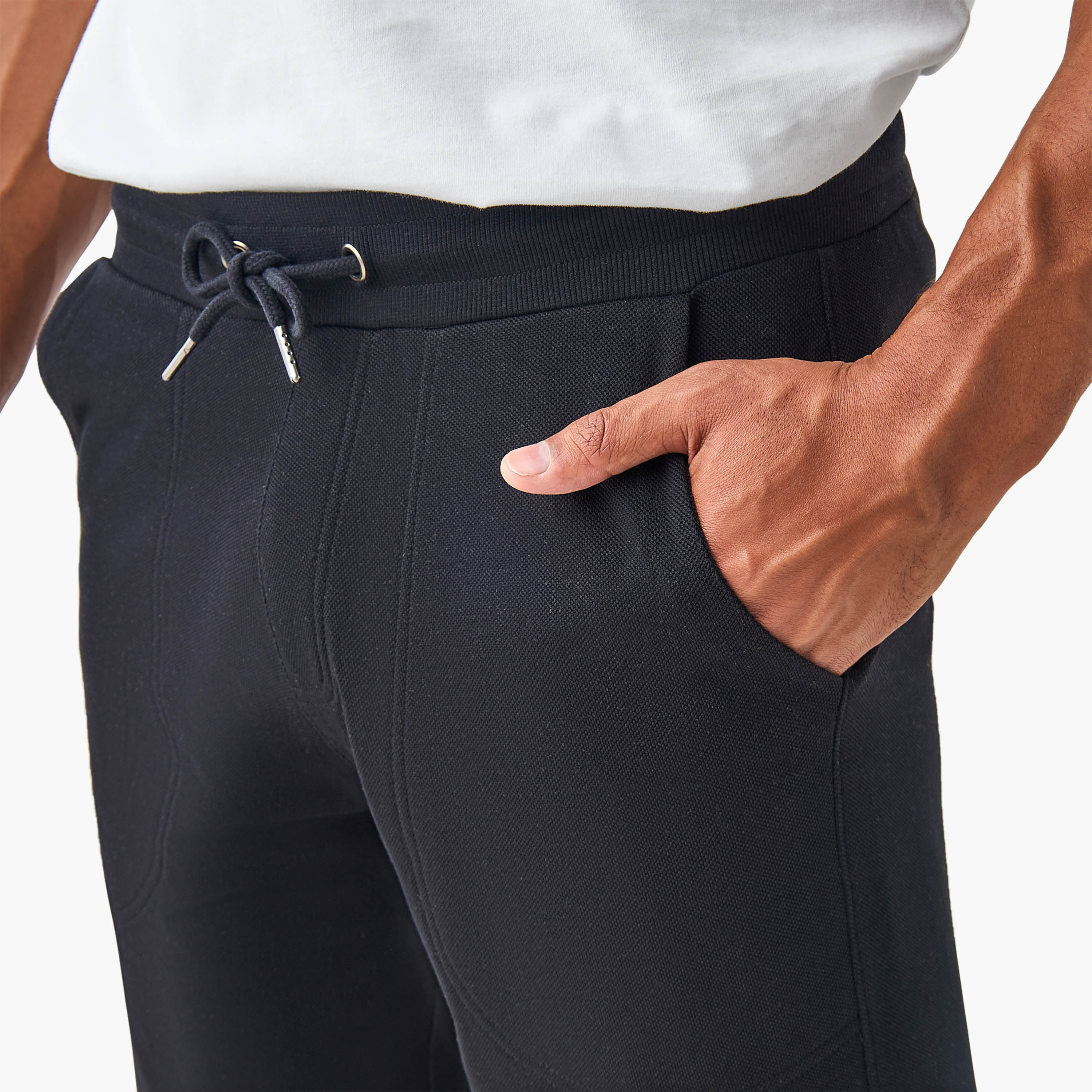 Panelled Lounge Shorts with Drawstring Closure and Pockets-men-clothing-bottoms-shorts-image-4