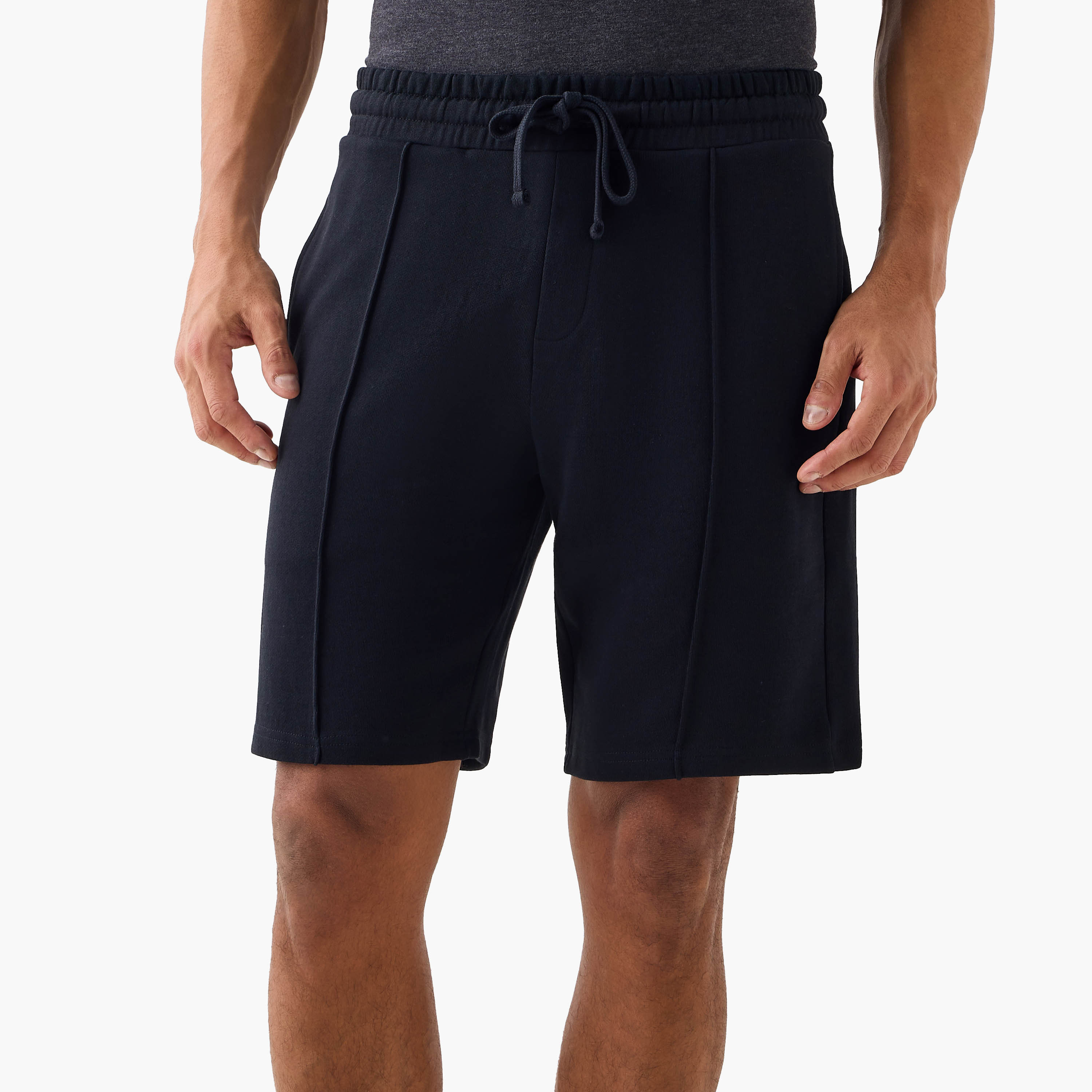 Panelled Lounge Shorts with Drawstring Closure and Pockets-men-clothing-bottoms-shorts-image-1