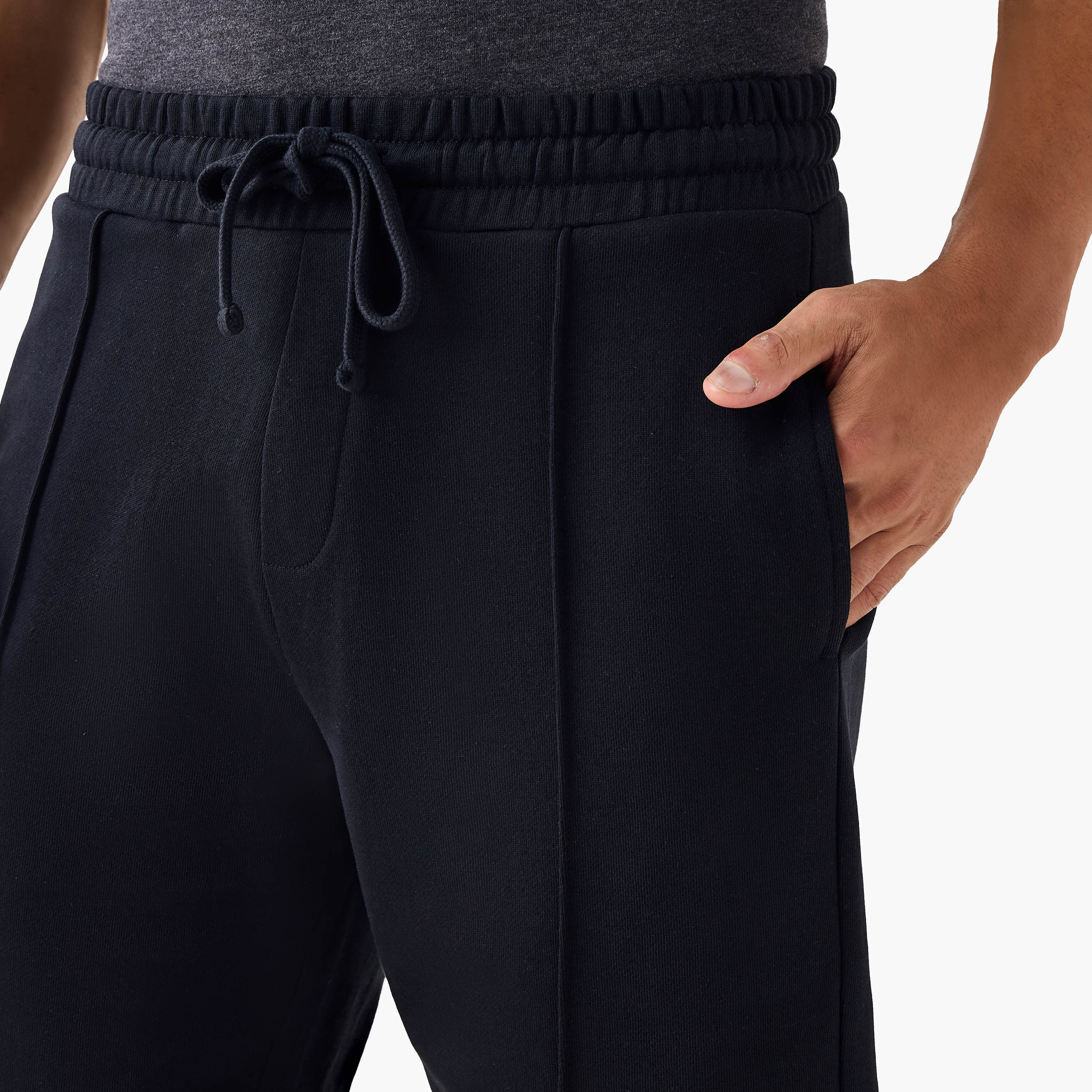 Panelled Lounge Shorts with Drawstring Closure and Pockets-men-clothing-bottoms-shorts-image-4