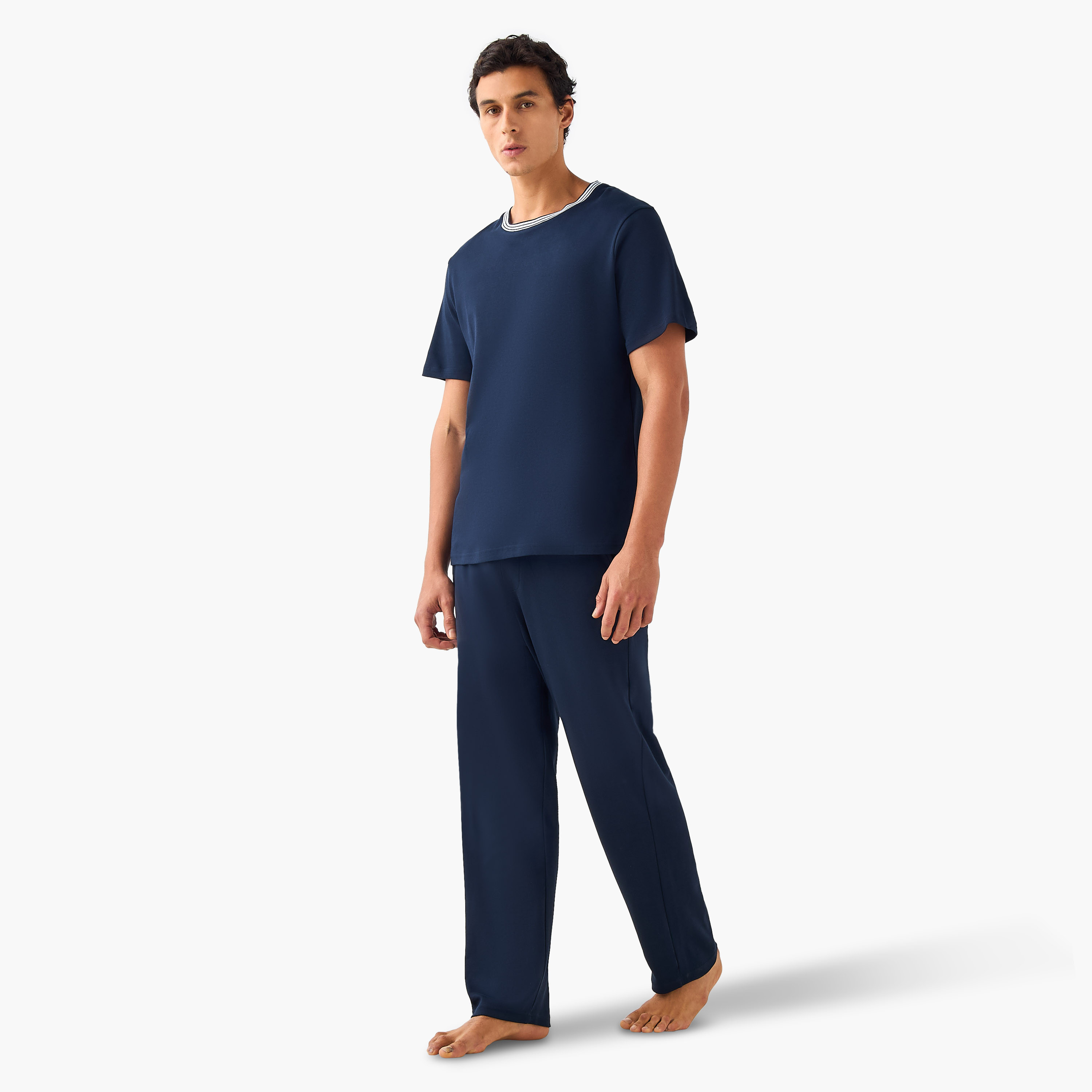 Striped Neck Pyjama Set-men-clothing-nightwear-sets-image-1