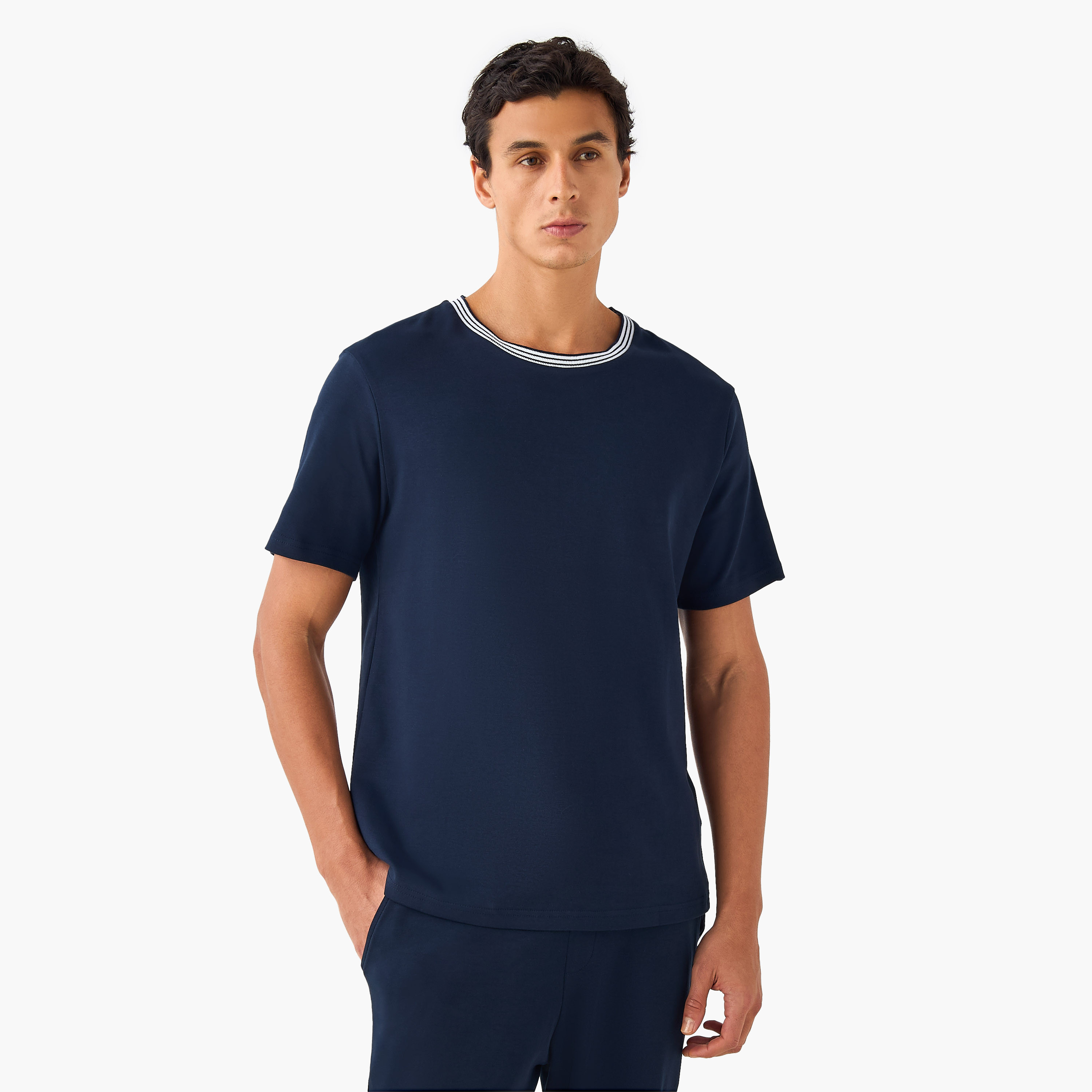 Striped Neck Pyjama Set-men-clothing-nightwear-sets-image-2