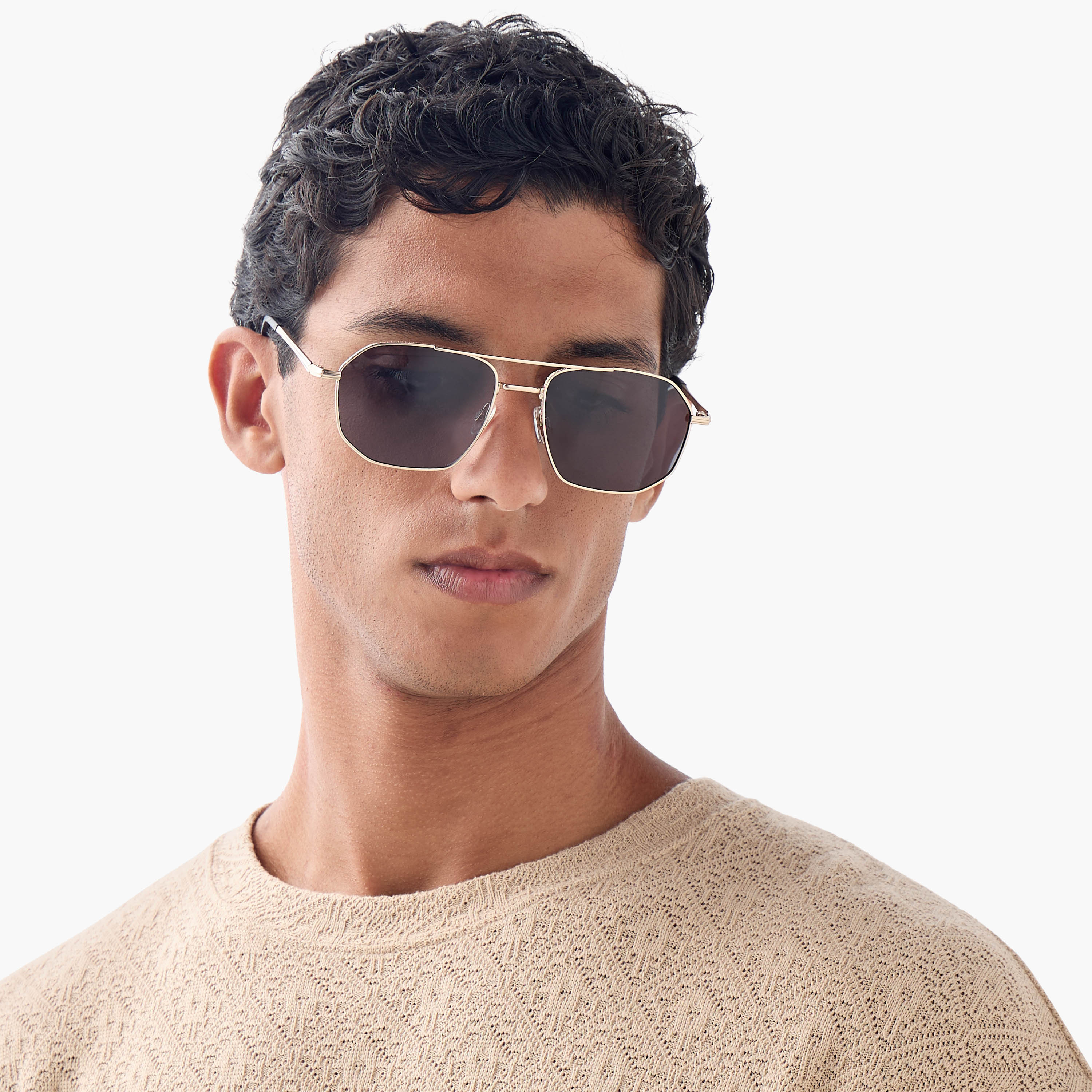 Full Rim Hexagon Frame Sunglasses with Nose Pads-men-sunglasses-image-2