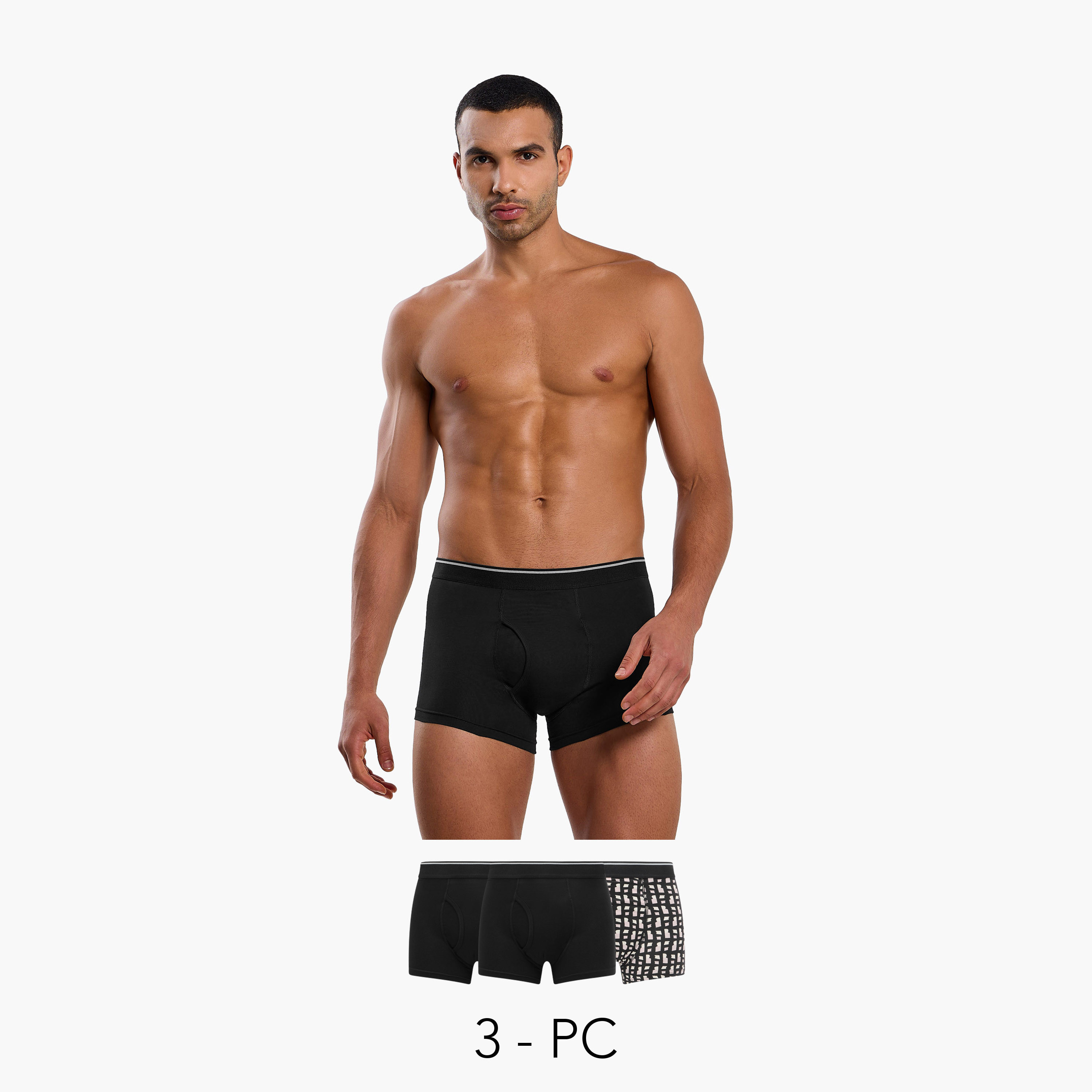 بوكسرات بمزيج قطن وبطبعات متنوعة للرجال - طقم من 3 قطع-men-clothing-innerwear-underwear-image-1