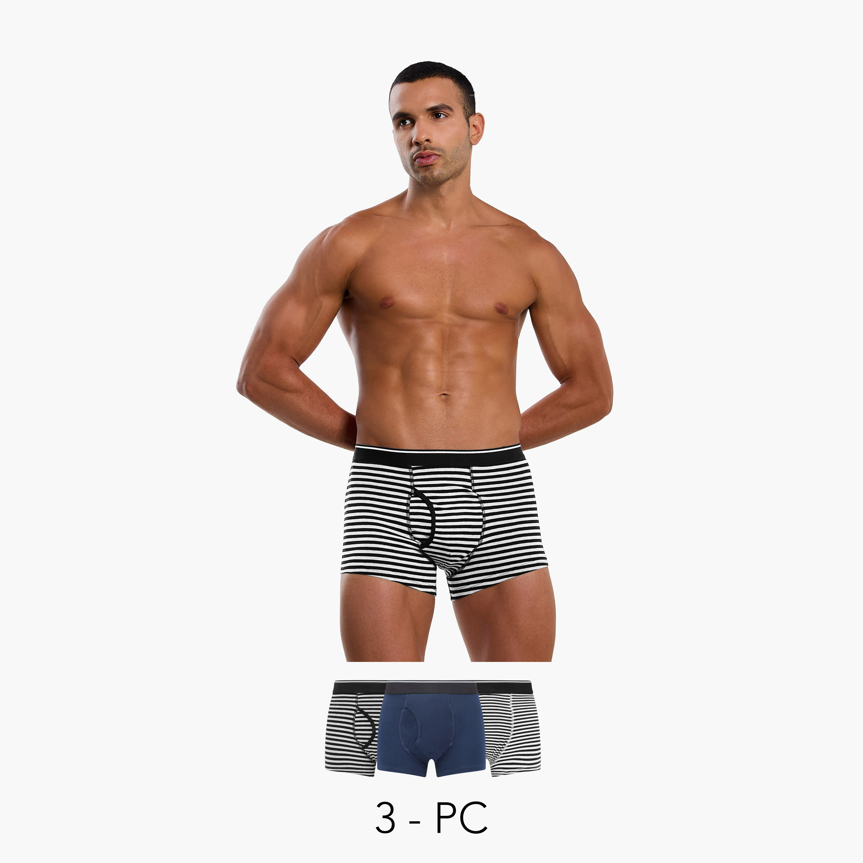 Men Assorted Prints Cotton Blend Trunks - Pack of 3-men-clothing-innerwear-underwear-image-1