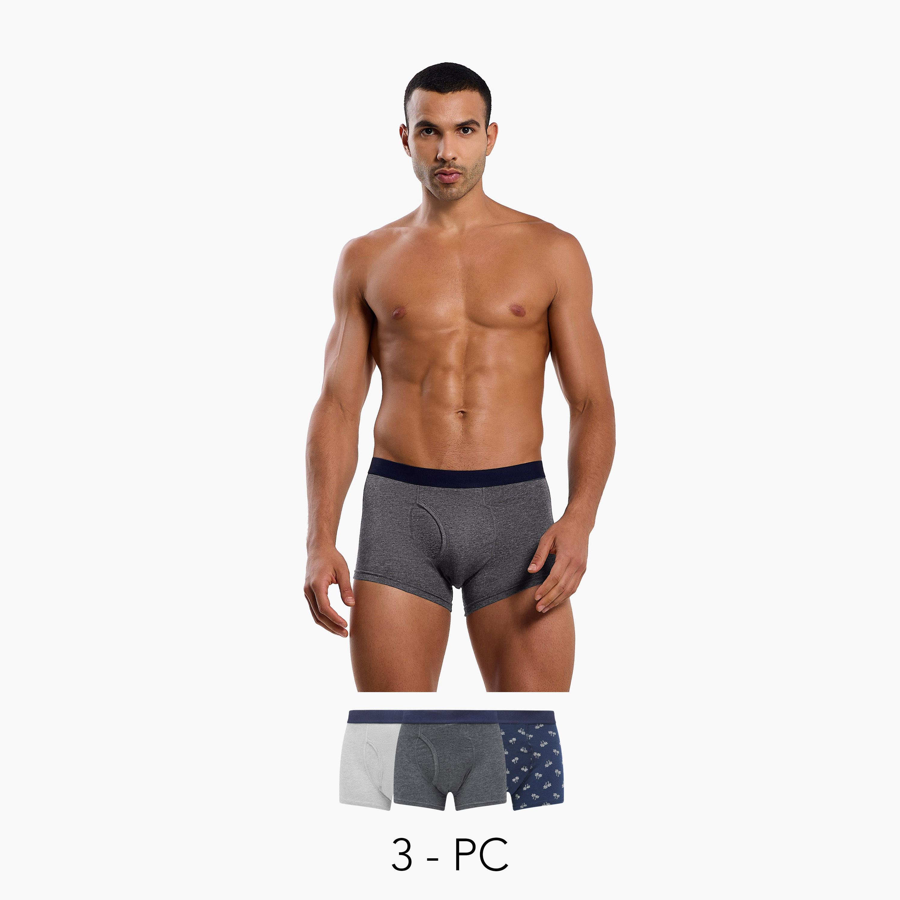 بوكسرات بمزيج قطن وبطبعات متنوعة للرجال - طقم 3 قطع-men-clothing-innerwear-underwear-image-1