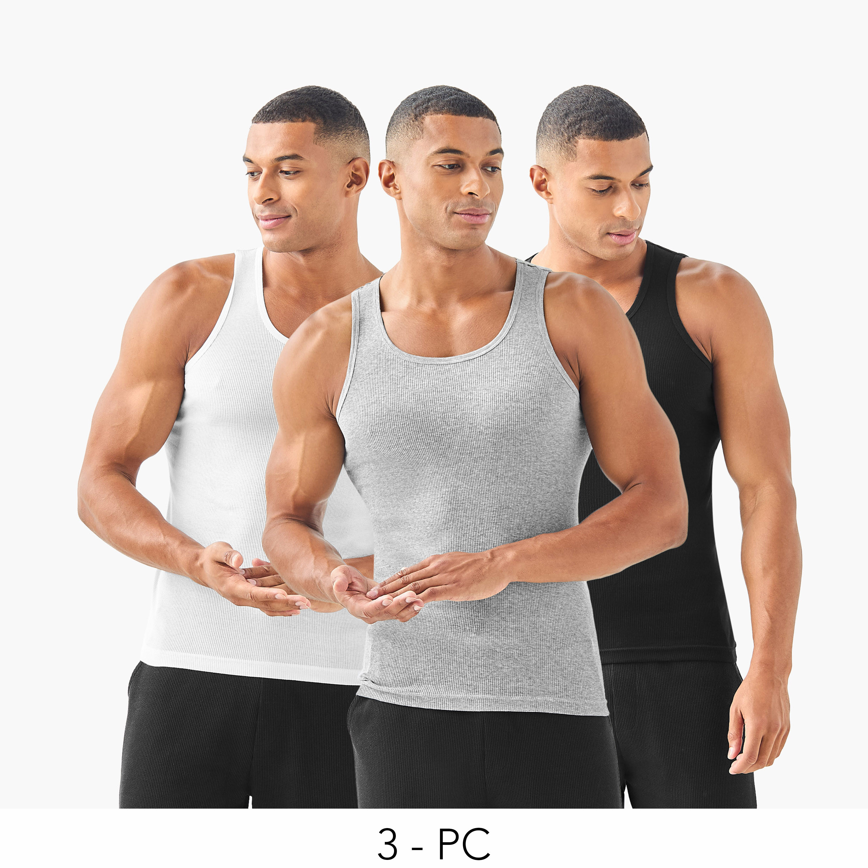 Set of 3 - Ribbed Vest-men-clothing-innerwear-vests-image-1
