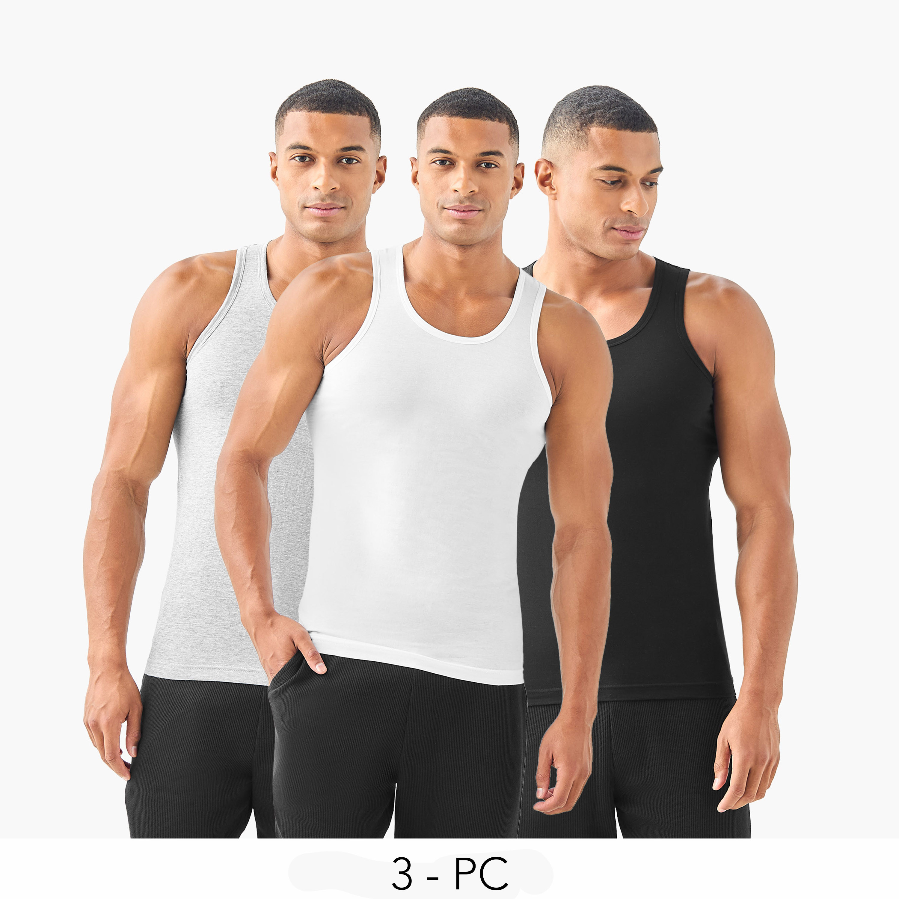 Set of 3 - Ribbed Vest-men-clothing-innerwear-vests-image-1