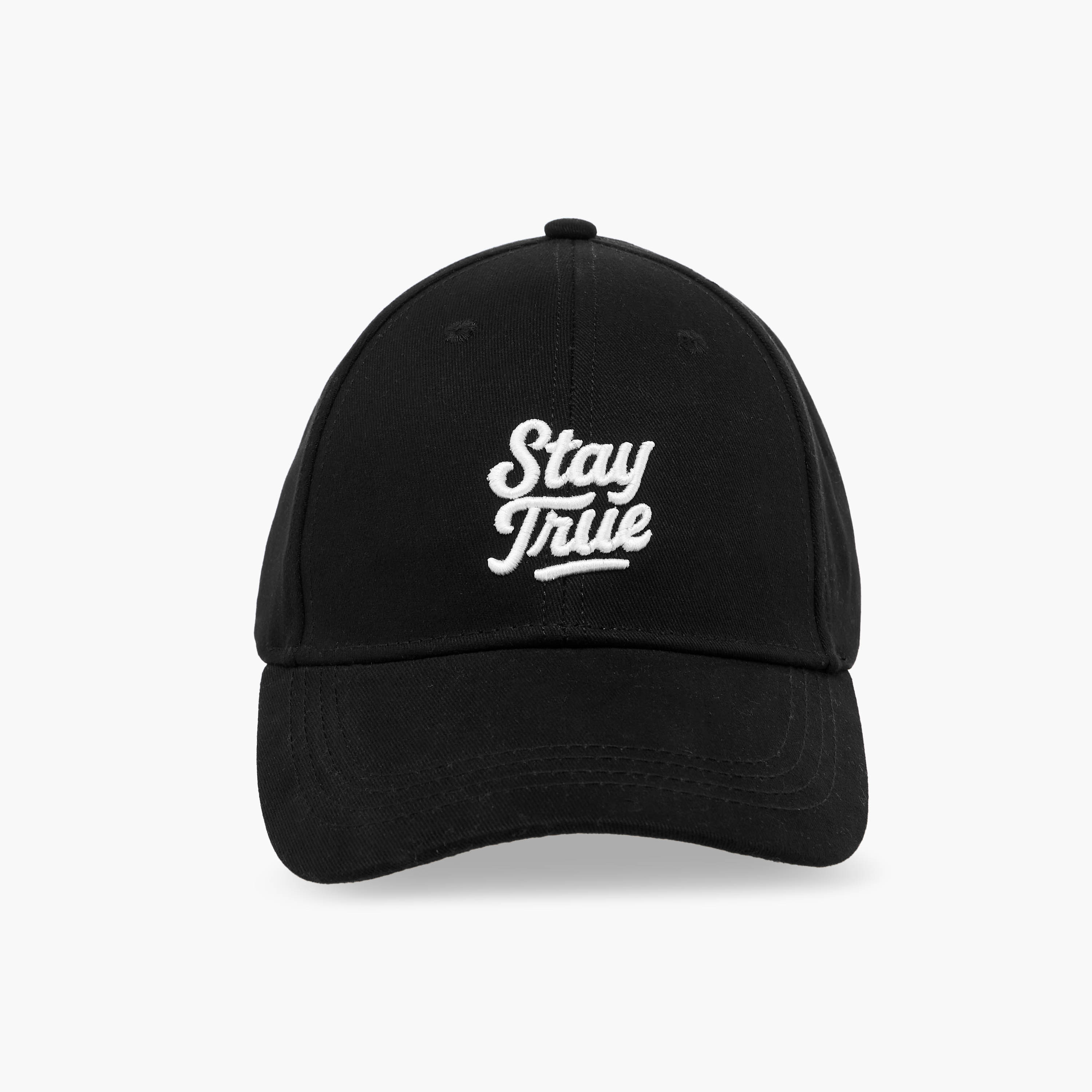 Slogan Embroidered Cap with Buckled Strap Closure-men-caps-image-1