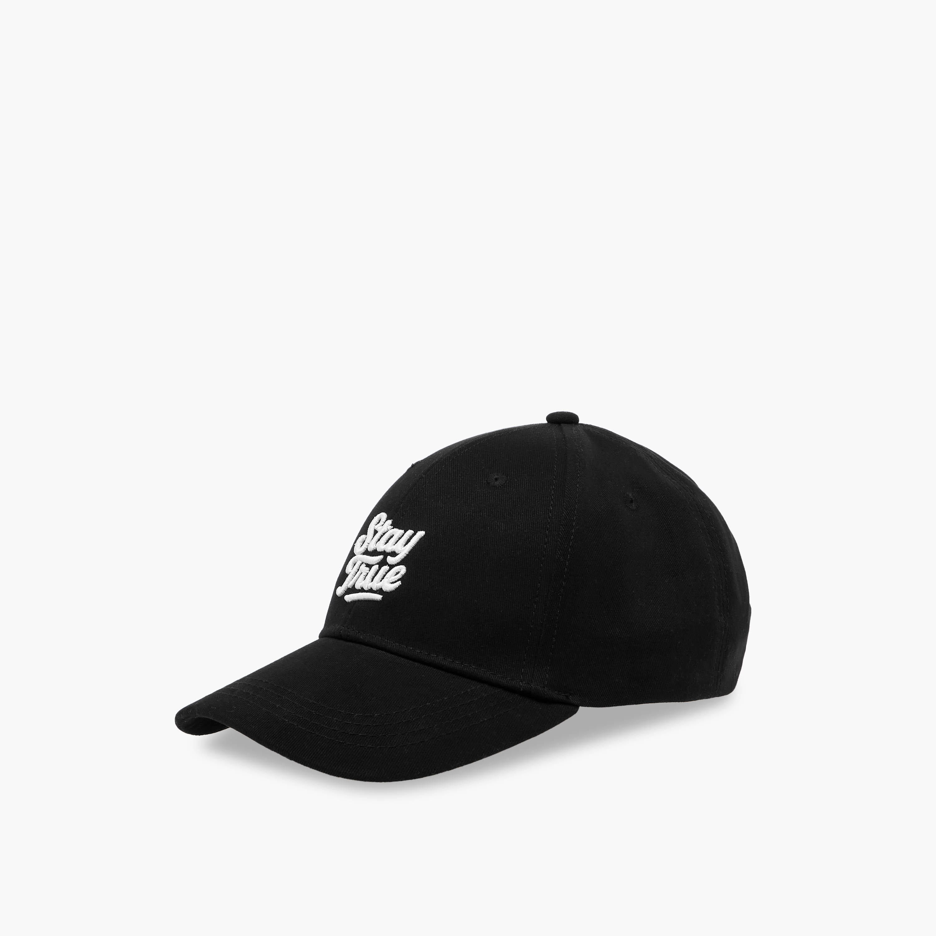 Slogan Embroidered Cap with Buckled Strap Closure-men-caps-image-2
