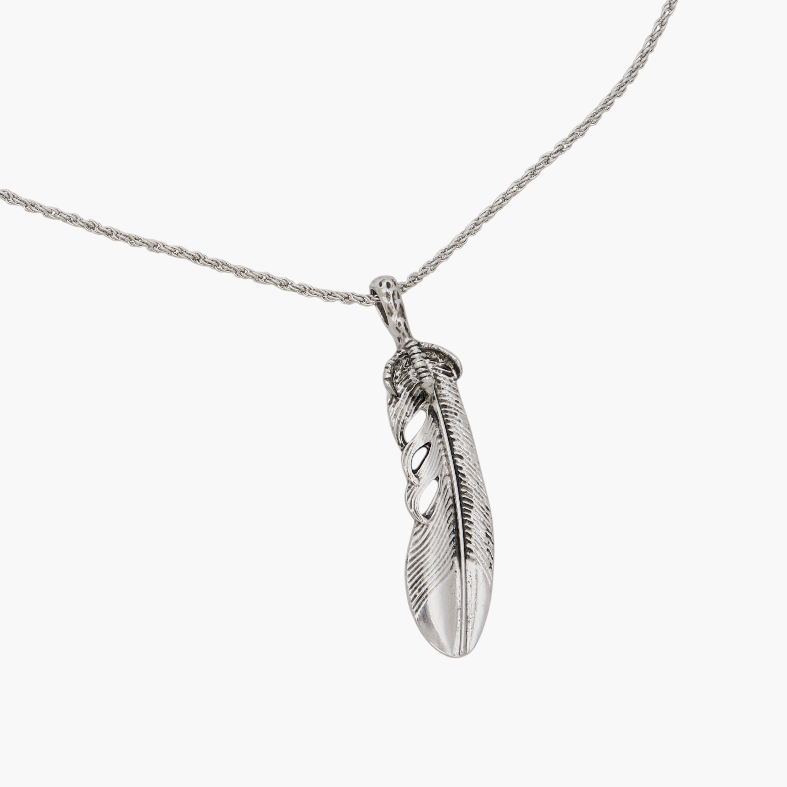 Feather Pendant Necklace with Lobster Clasp Closure-men-watchesandjewellery-necklacesandpendants-image-5