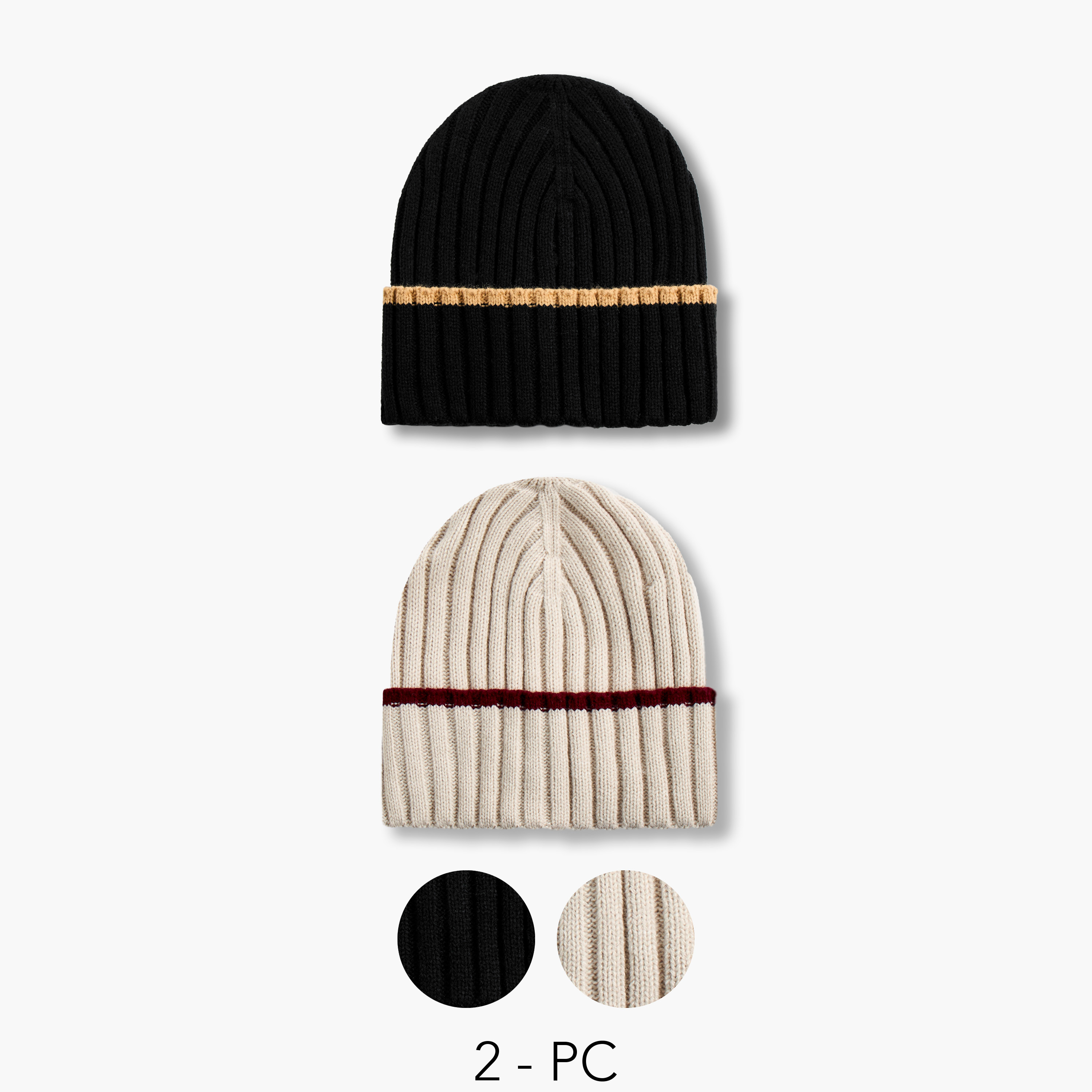 كابات بيني مضلعة للرجال - طقم من قطعتين-men-caps-image-1