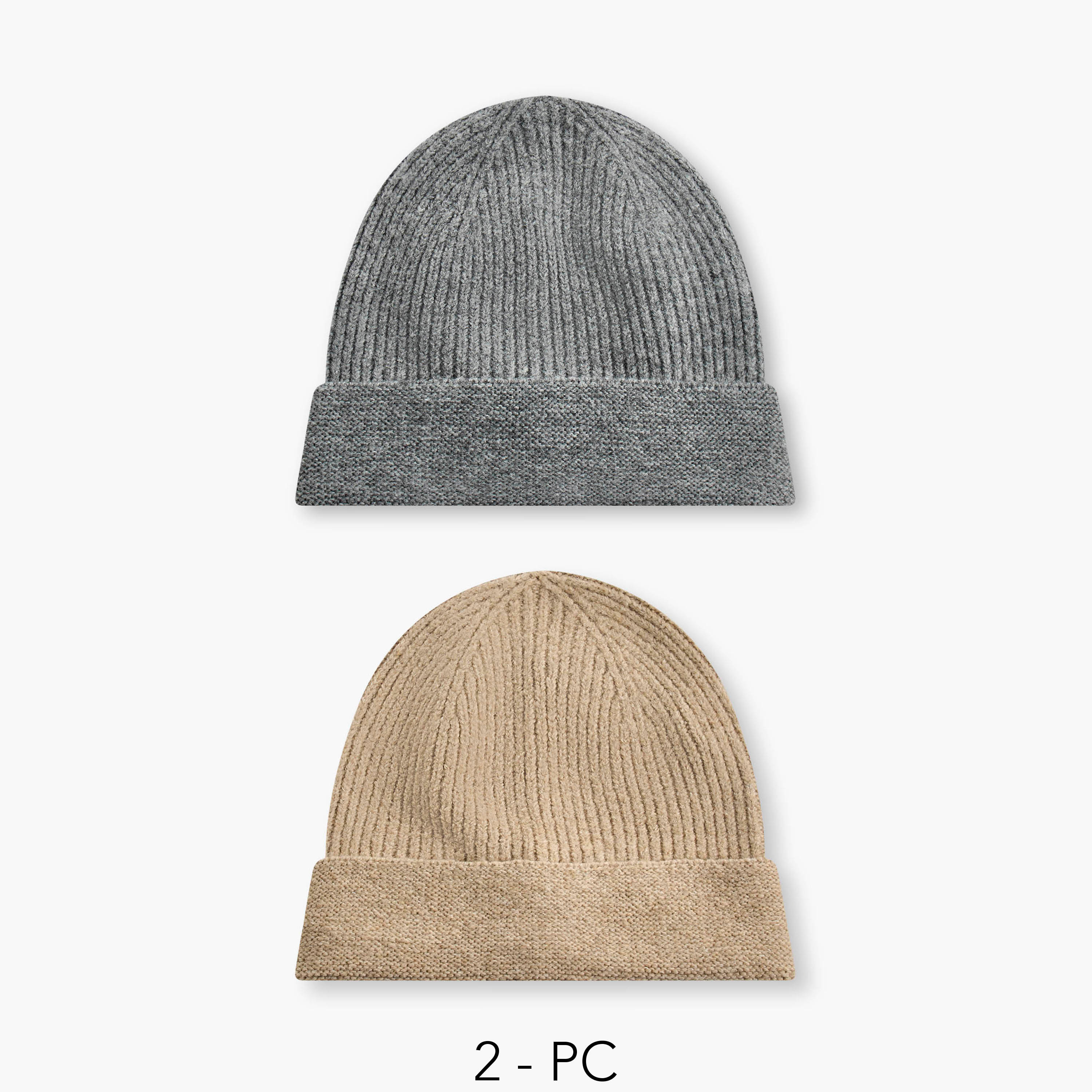 Men Ribbed Beanie Cap - Set of 2-men-caps-image-1