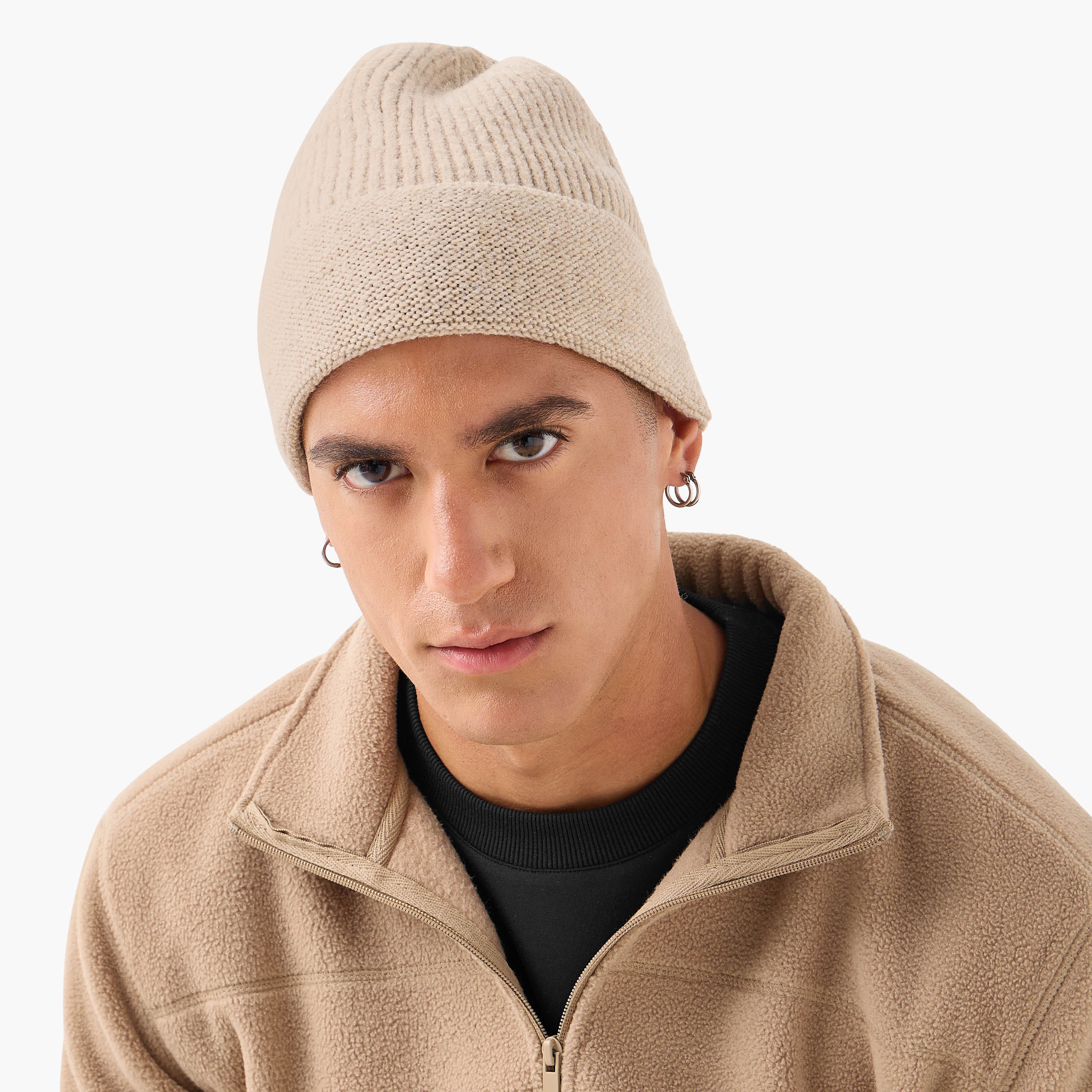Men Ribbed Beanie Cap - Set of 2-men-caps-image-2