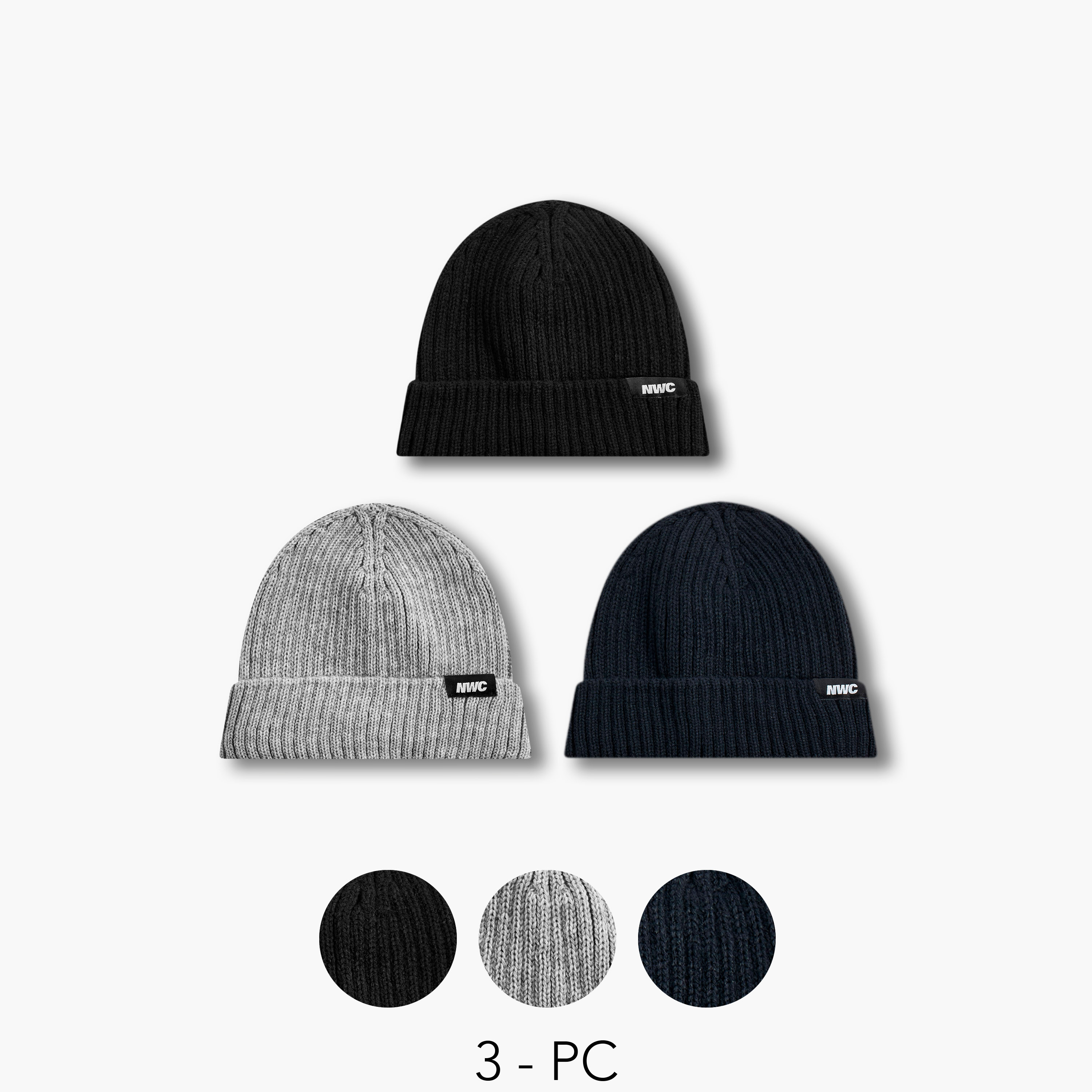 Men Ribbed Beanie Cap - Set of 3-men-caps-image-1