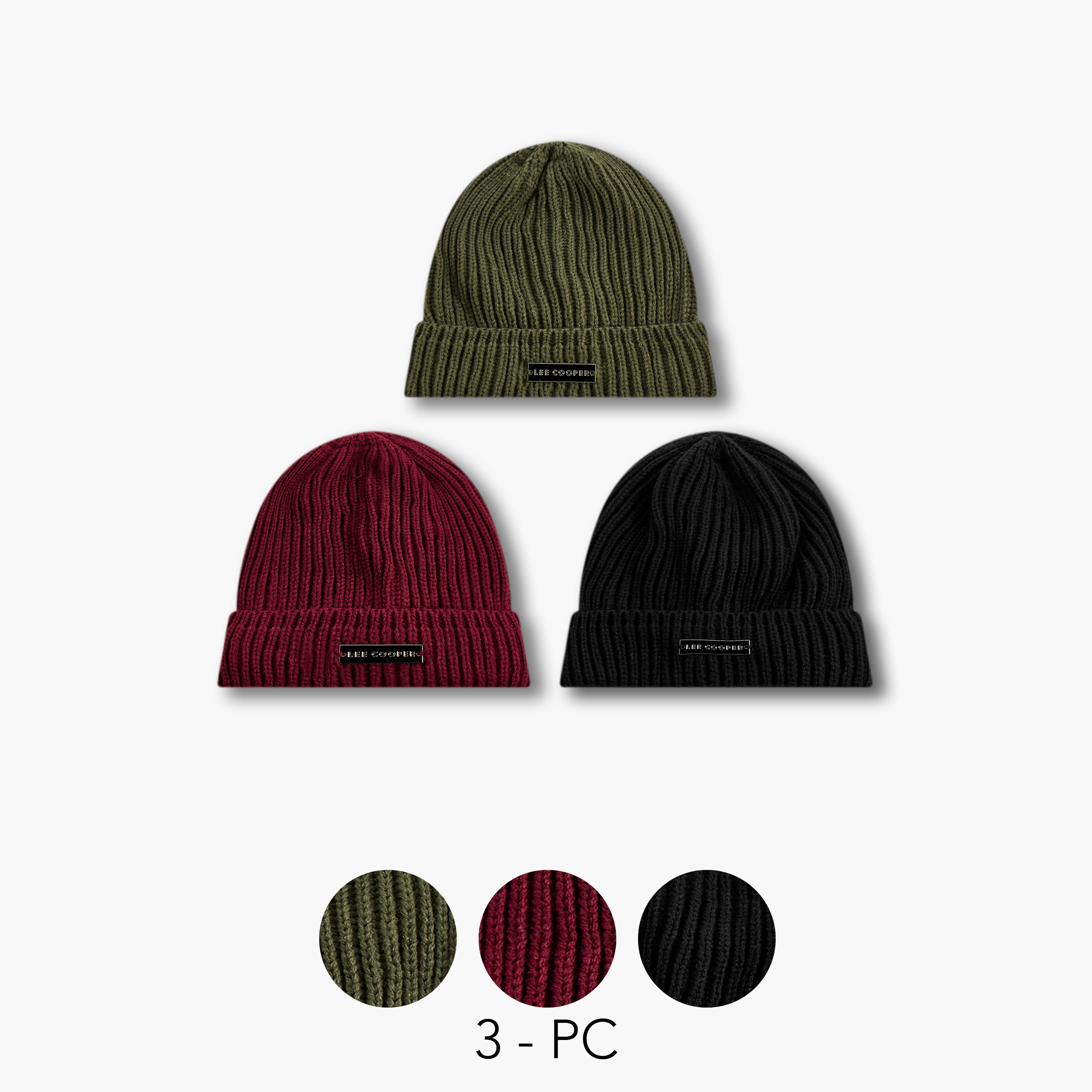 Men Ribbed Beanie Cap - Set of 3-men-caps-image-1