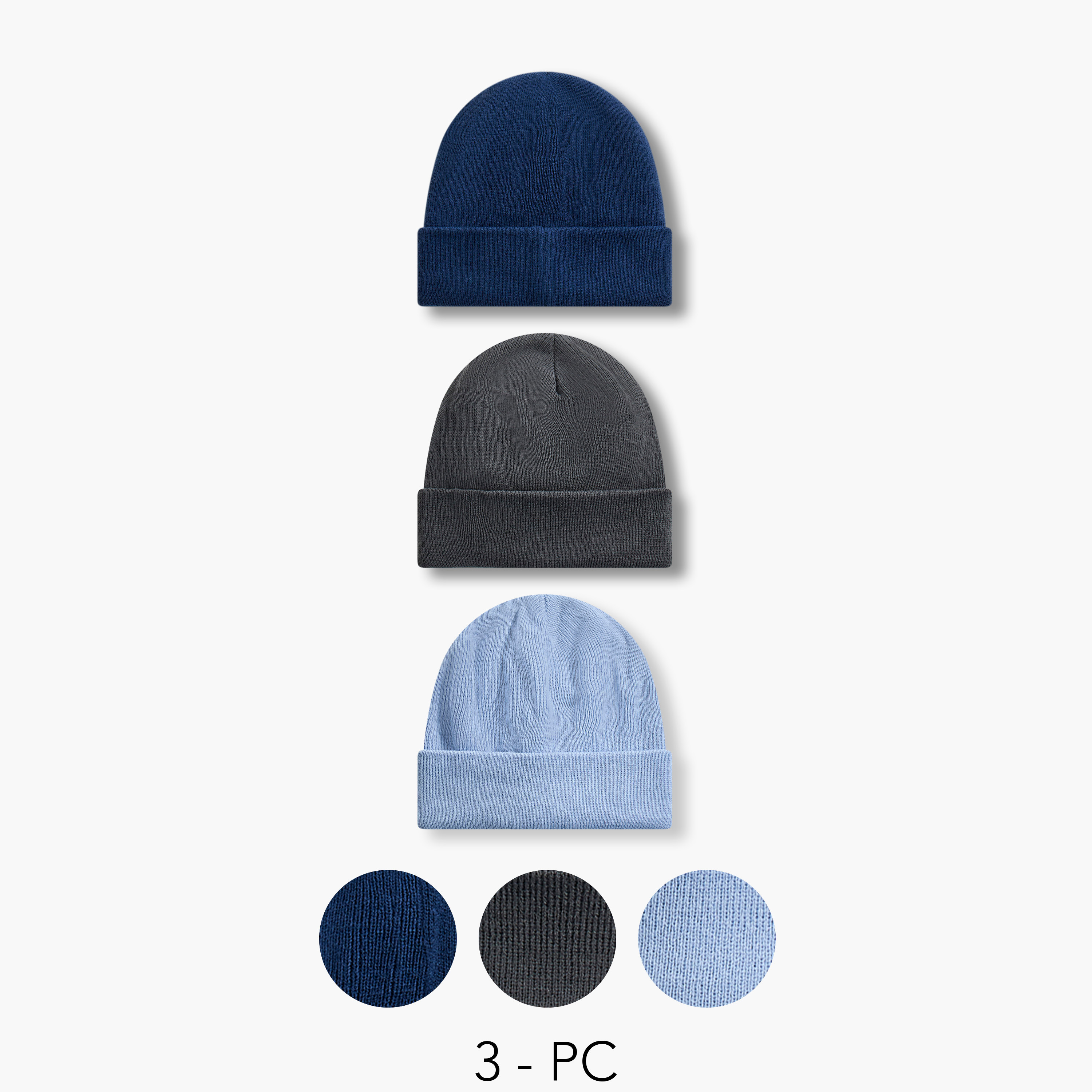 كابات بيني مضلعة للرجال - طقم 3 قطع-men-caps-image-1
