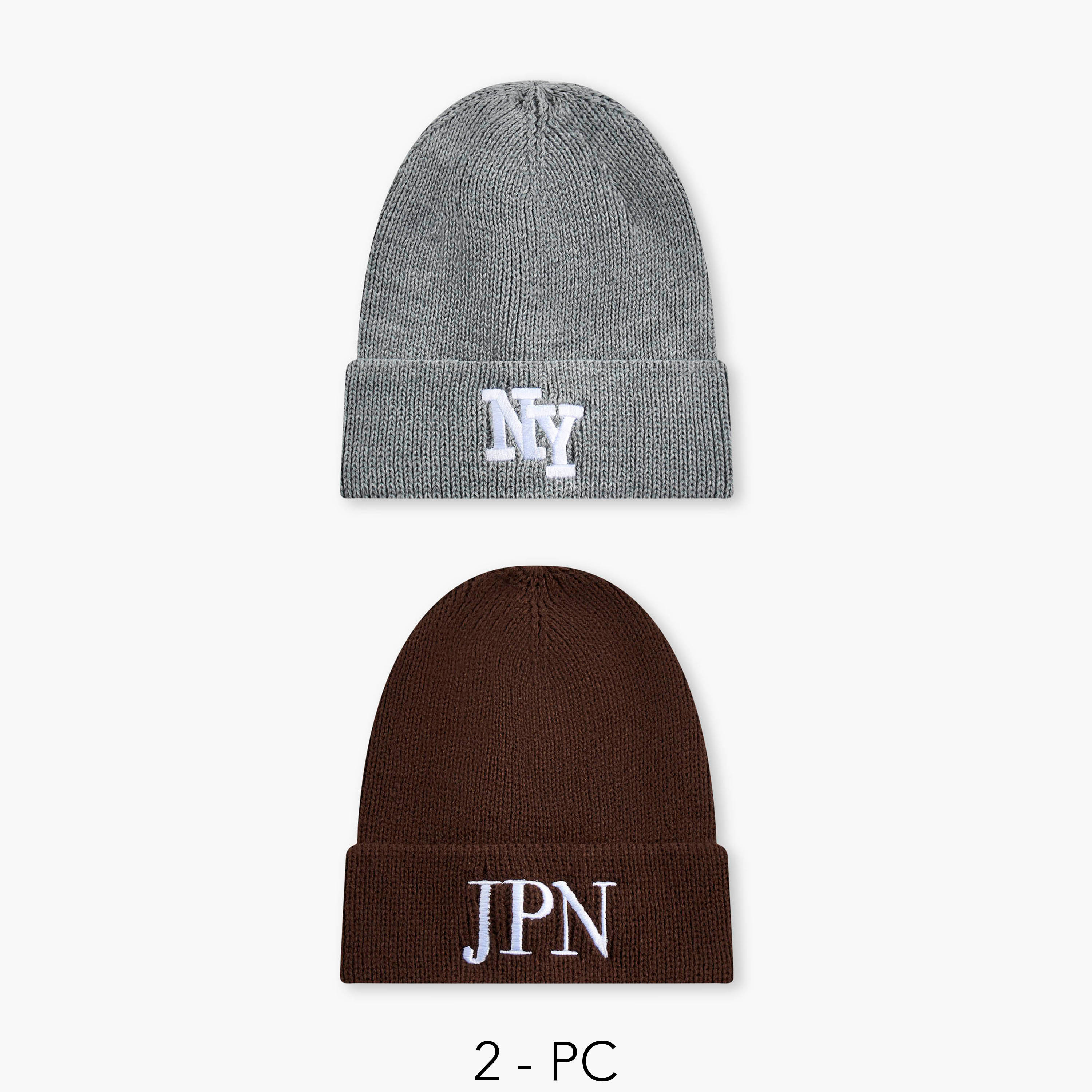 Men Ribbed Beanie Cap - Set of 2-men-caps-image-1