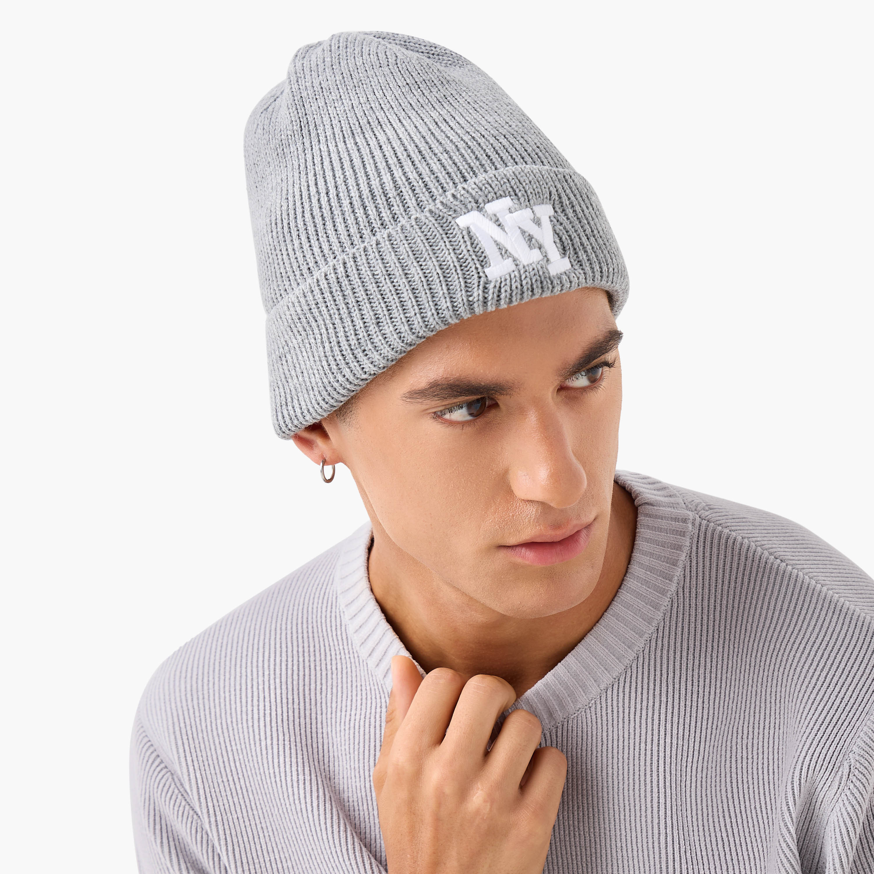 Men Ribbed Beanie Cap - Set of 2-men-caps-image-2