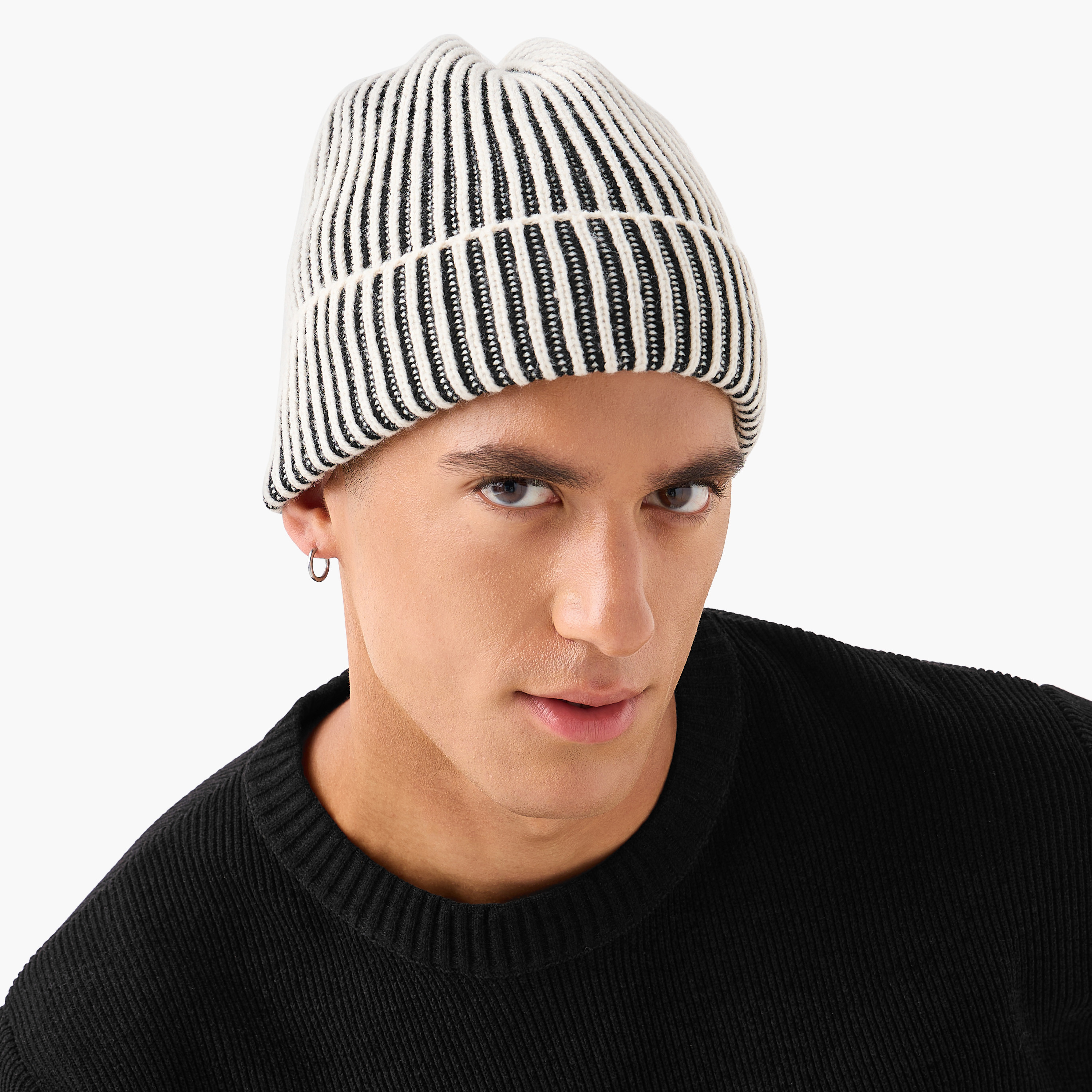 Set of 2 - Men Beanie with Ribbed Texture-men-caps-image-2